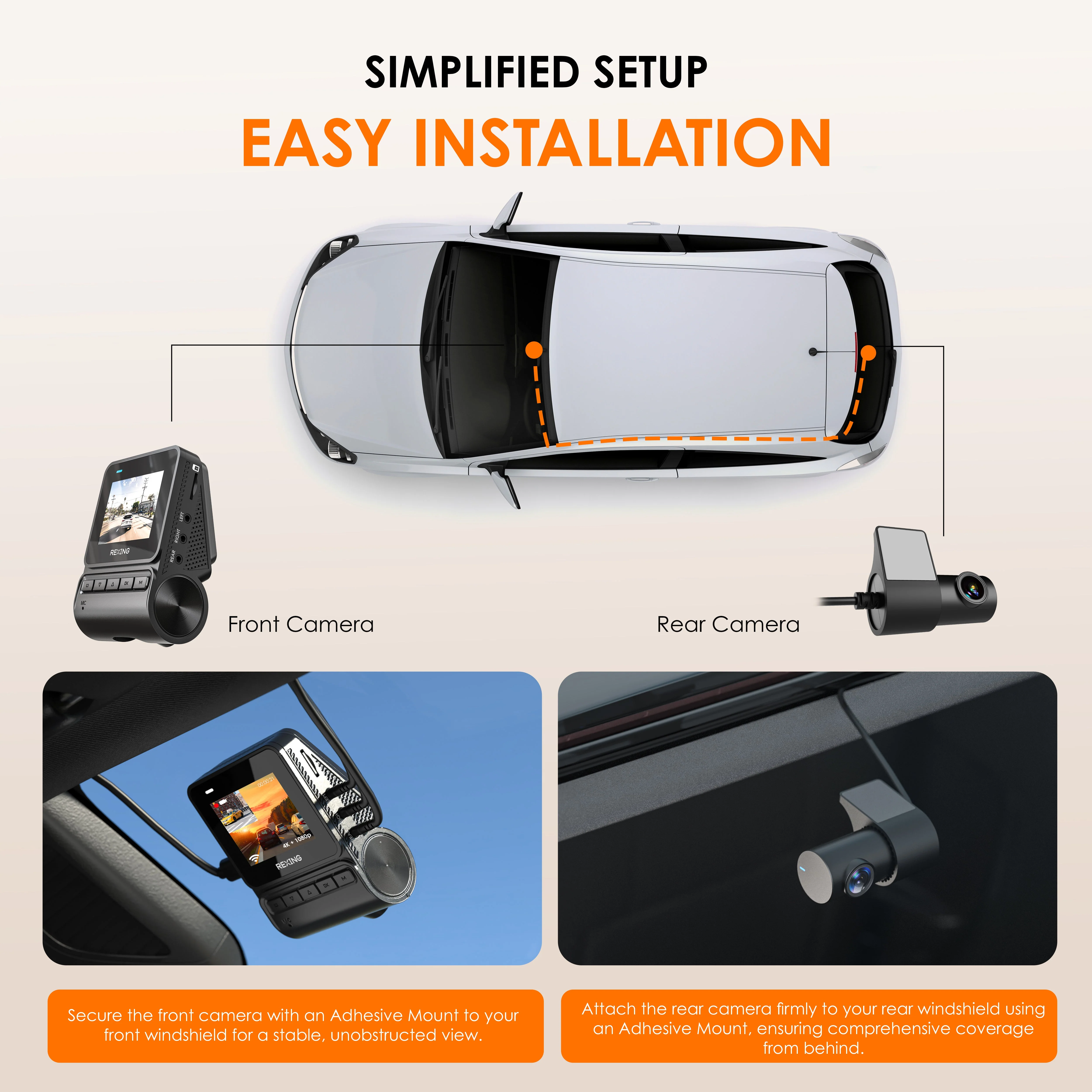 Rexing - V1P Flex X4 4K WiFi Dual Dash Cam - Black - Image 10