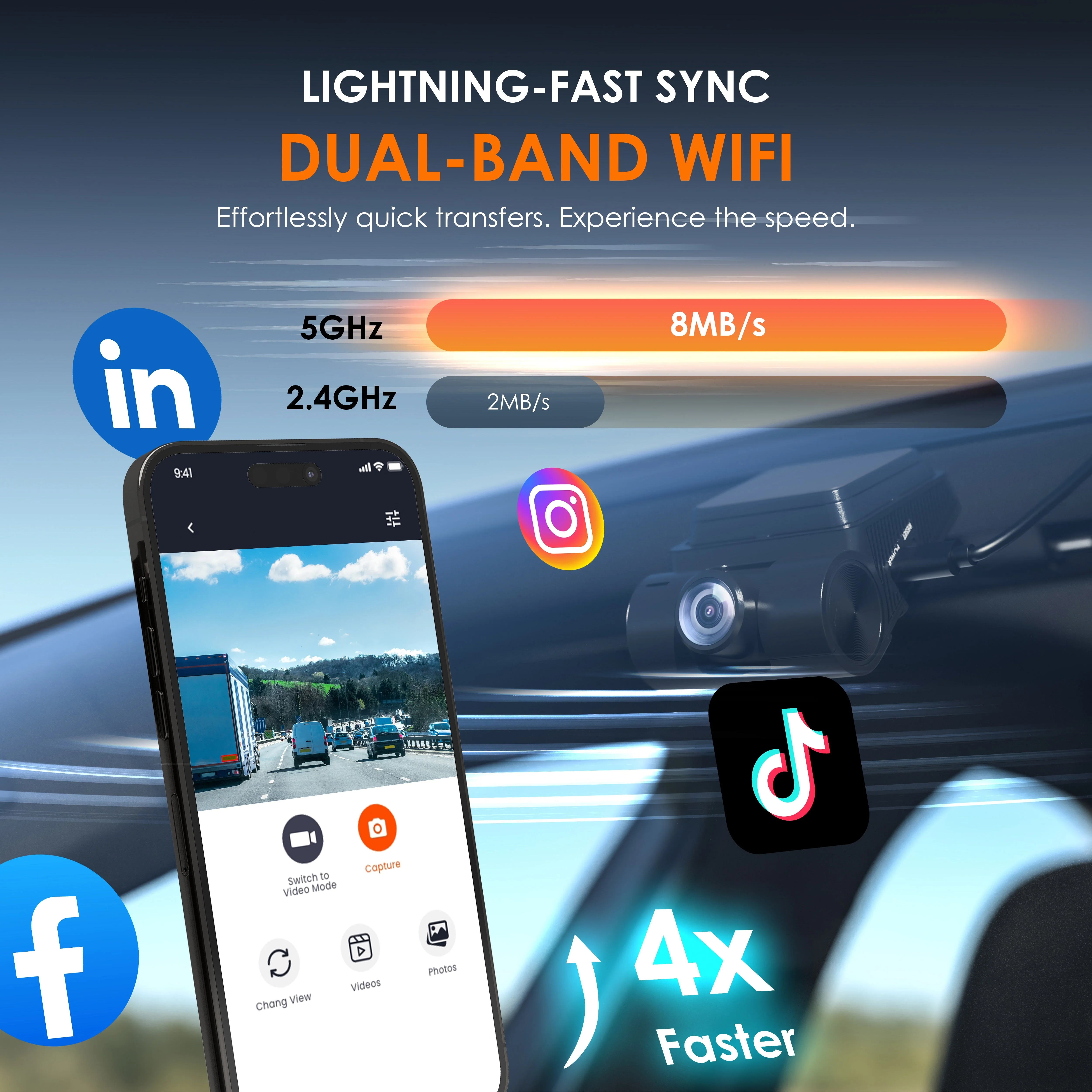 Rexing - V1P Flex X4 4K WiFi Dual Dash Cam - Black - Image 9
