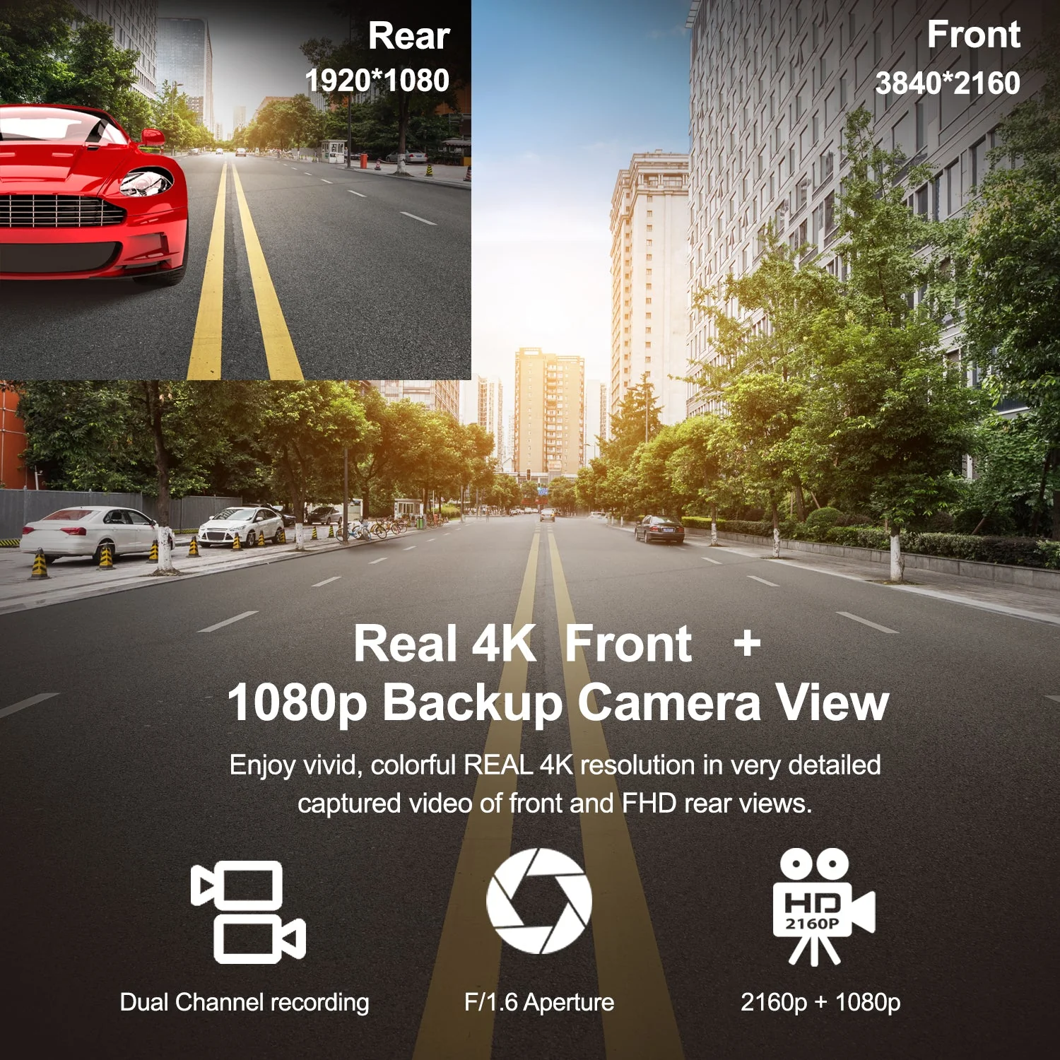 Rexing V1P Max 4K UHD Dual Channel Dash Cam 4K 3840×2160 Front + 1080p Rear with Wi-Fi and GPS - Image 4