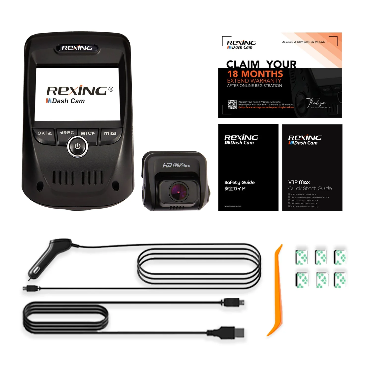 Rexing V1P Max 4K UHD Dual Channel Dash Cam 4K 3840×2160 Front + 1080p Rear with Wi-Fi and GPS - Image 9