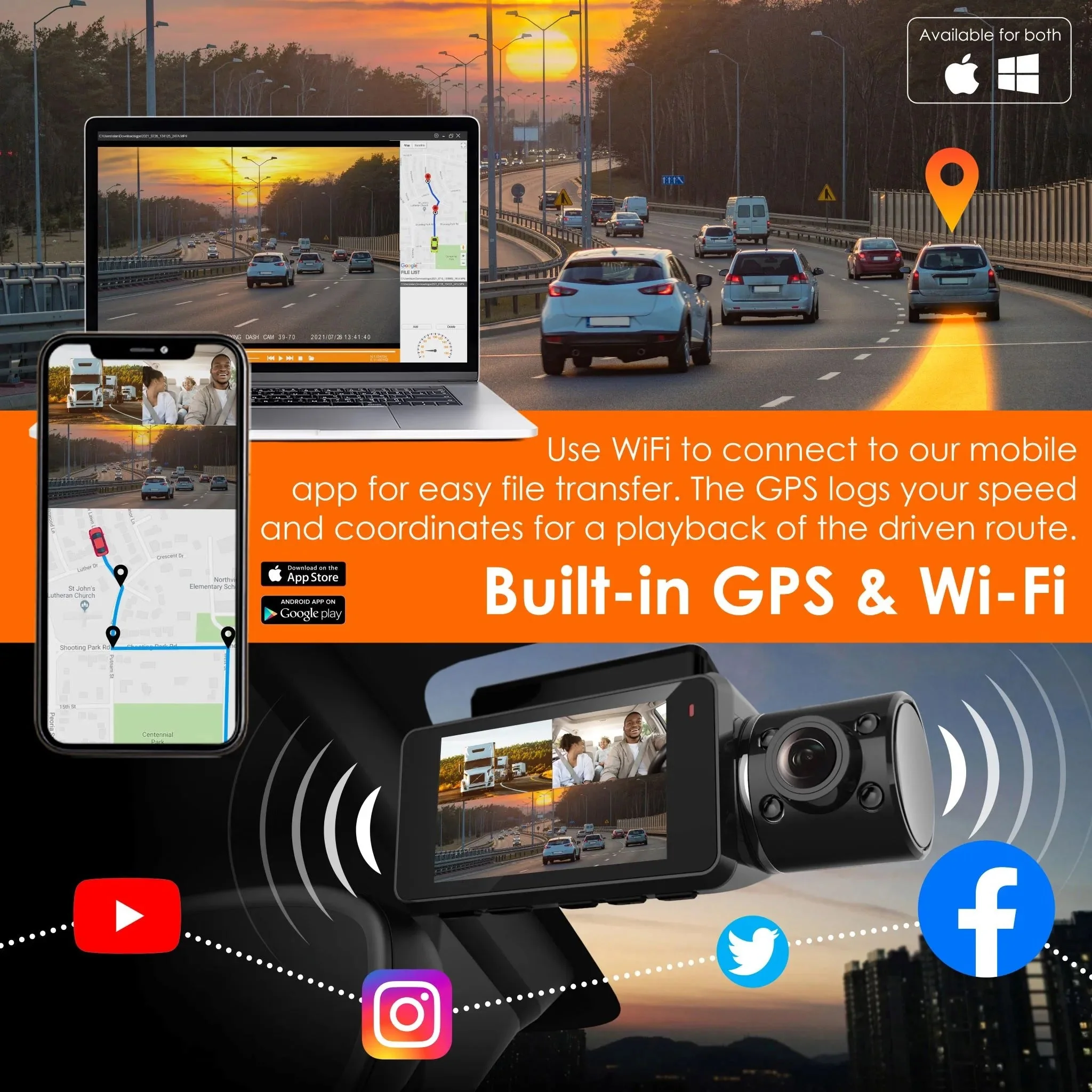 Rexing V33 3 Channel 1440p+1440p+1440p Front, Cabin and Rear Camera Dashcam with Built-in Wi-Fi & GPS - Image 7