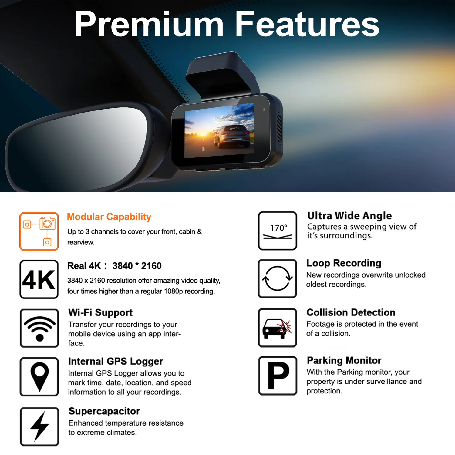 Rexing V5 Bundle Dash Cam 3-Channel Premium 4K with Wi-Fi and GPS - Image 2