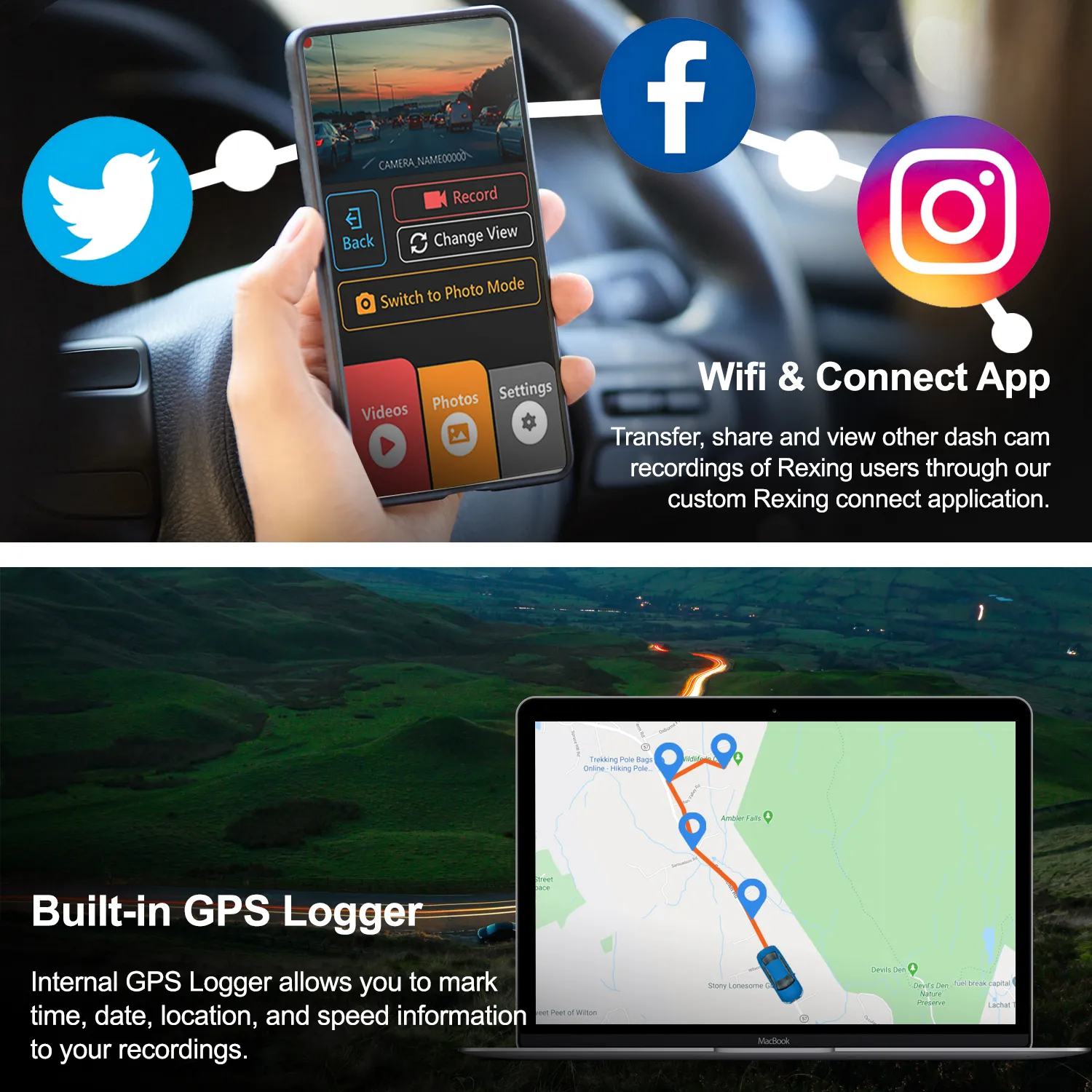 Rexing V5 Bundle Dash Cam 3-Channel Premium 4K with Wi-Fi and GPS - Image 4