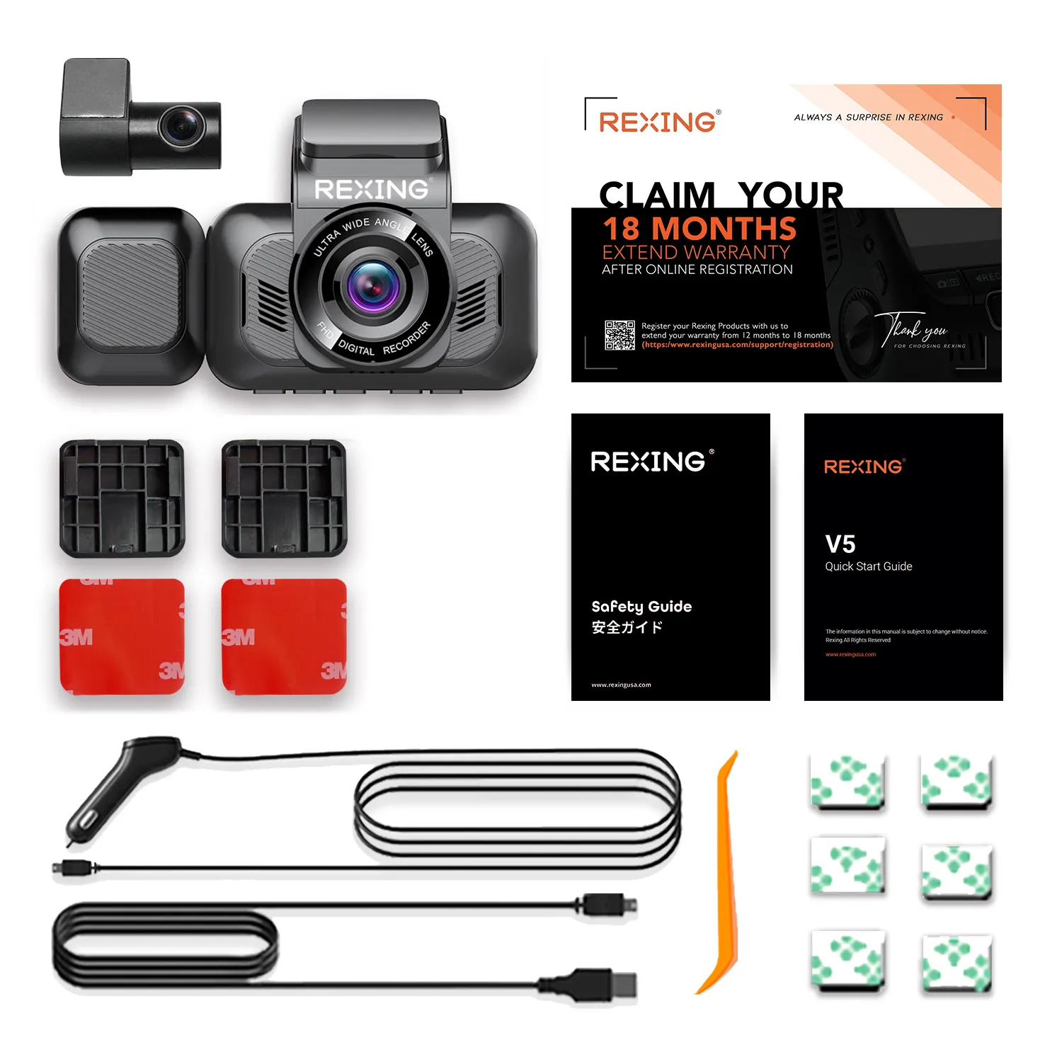 Rexing V5 Bundle Dash Cam 3-Channel Premium 4K with Wi-Fi and GPS - Image 7