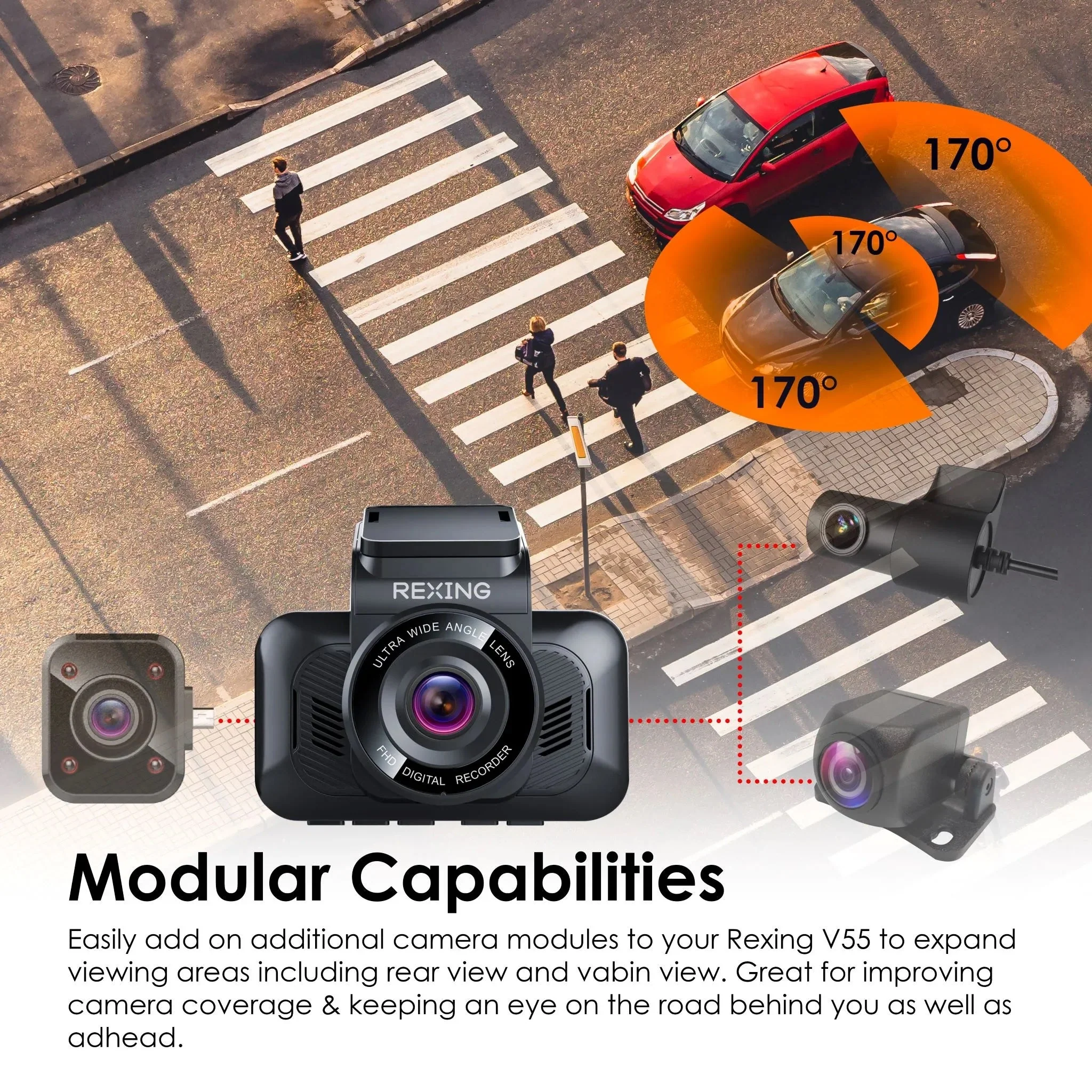 Rexing V55 Dash Cam – 4K Modular Capabilities, 5.0 GHz Wi-Fi, and GPS Car Dash Camera Recorder - Image 4