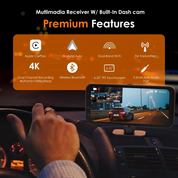 REXING Wireless Multimedia Receiver RoadMate CPDuo – CarPlay + Android Auto + Dash Cam Feature - Image 2