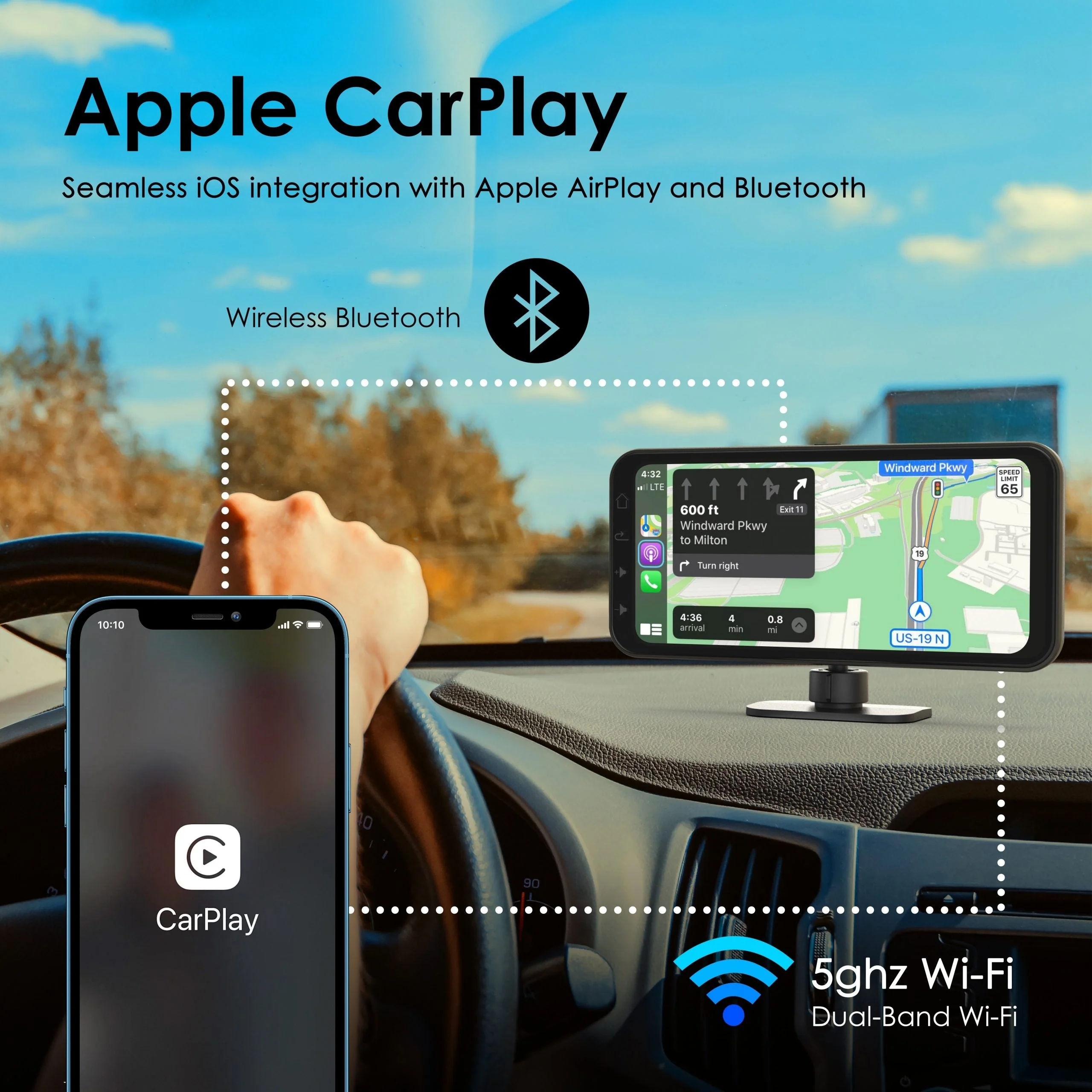 REXING Wireless Multimedia Receiver RoadMate CPDuo – CarPlay + Android Auto + Dash Cam Feature - Image 5