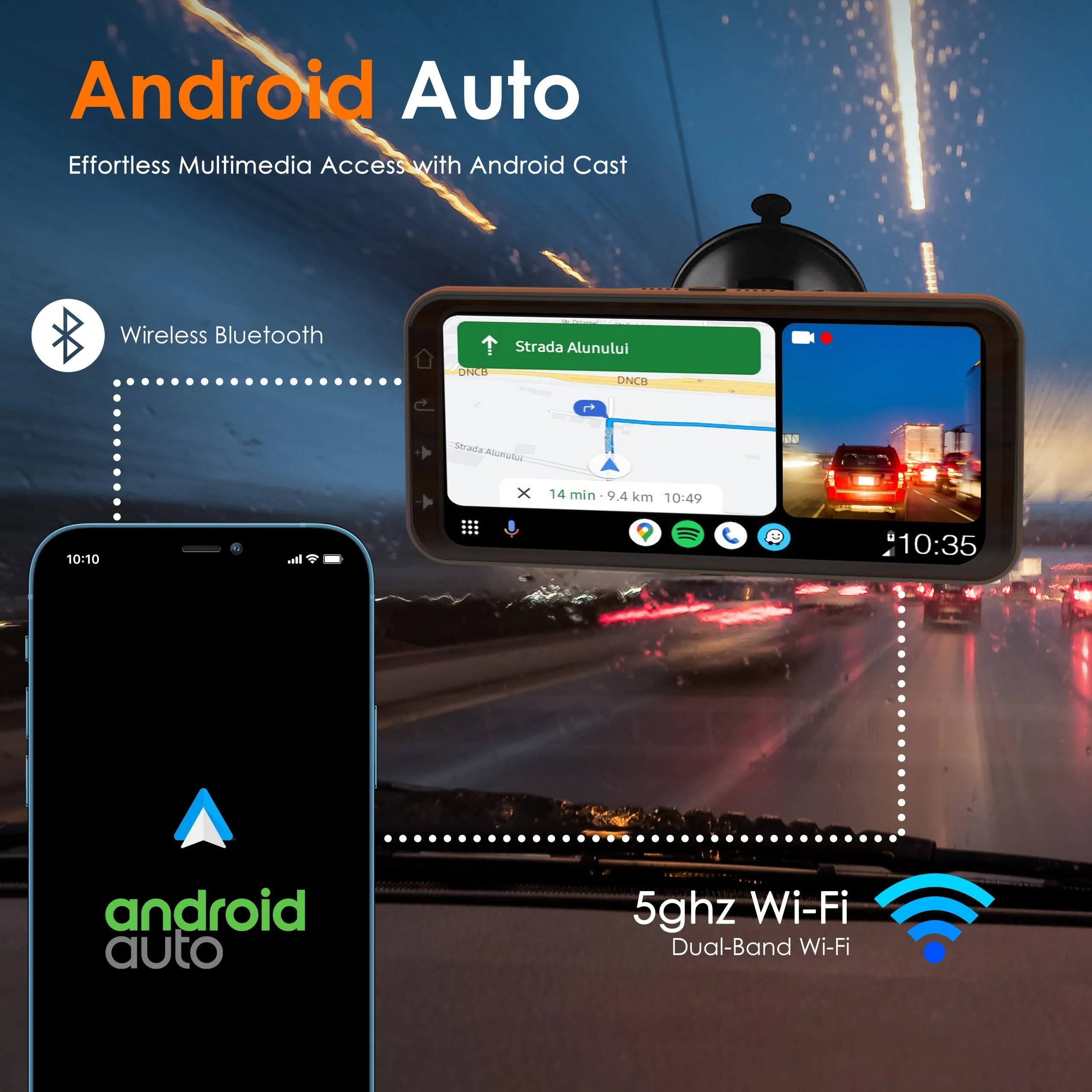 REXING Wireless Multimedia Receiver RoadMate CPDuo – CarPlay + Android Auto + Dash Cam Feature - Image 6