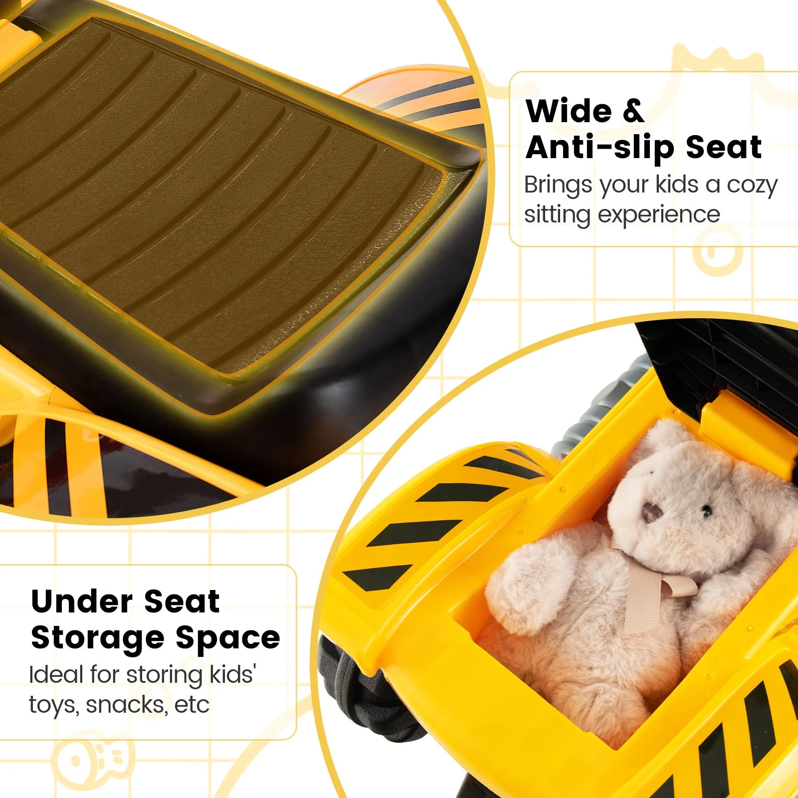 Ride on Push Car Bulldozer Digger Toy with Safety Helmet and Working Shovel - Image 8