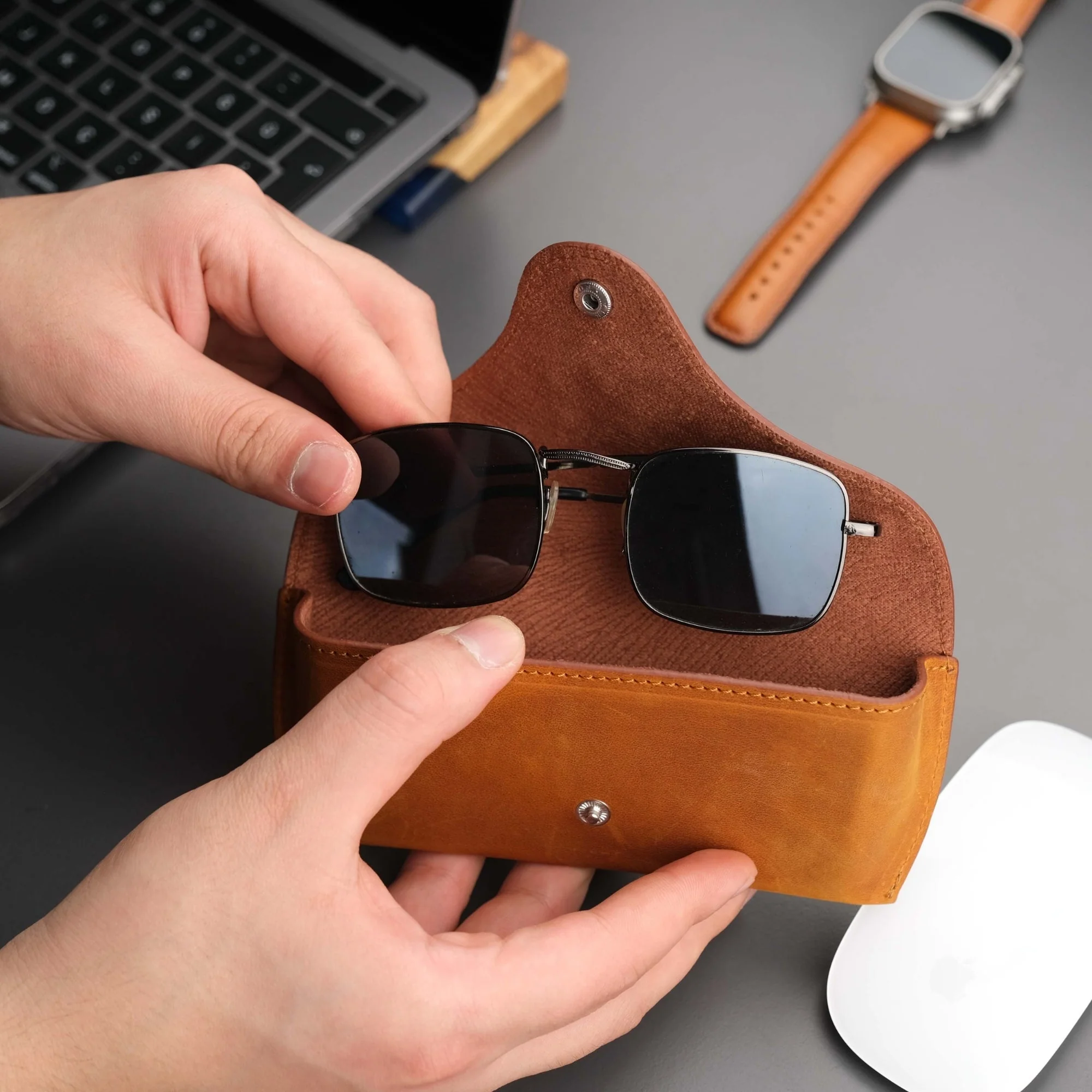 Rochester Full-Grain Leather Eyeglass Case - Image 33