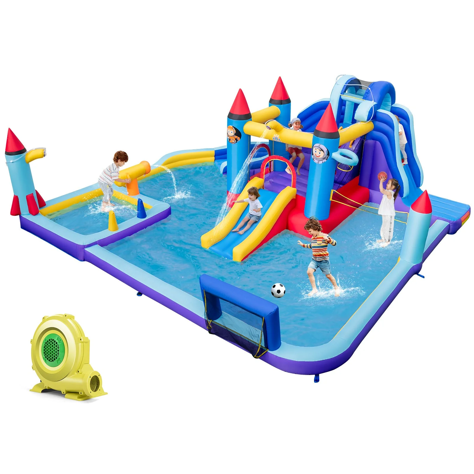 Rocket Theme Inflatable Water Slide Park with 950W Blower - Image 2