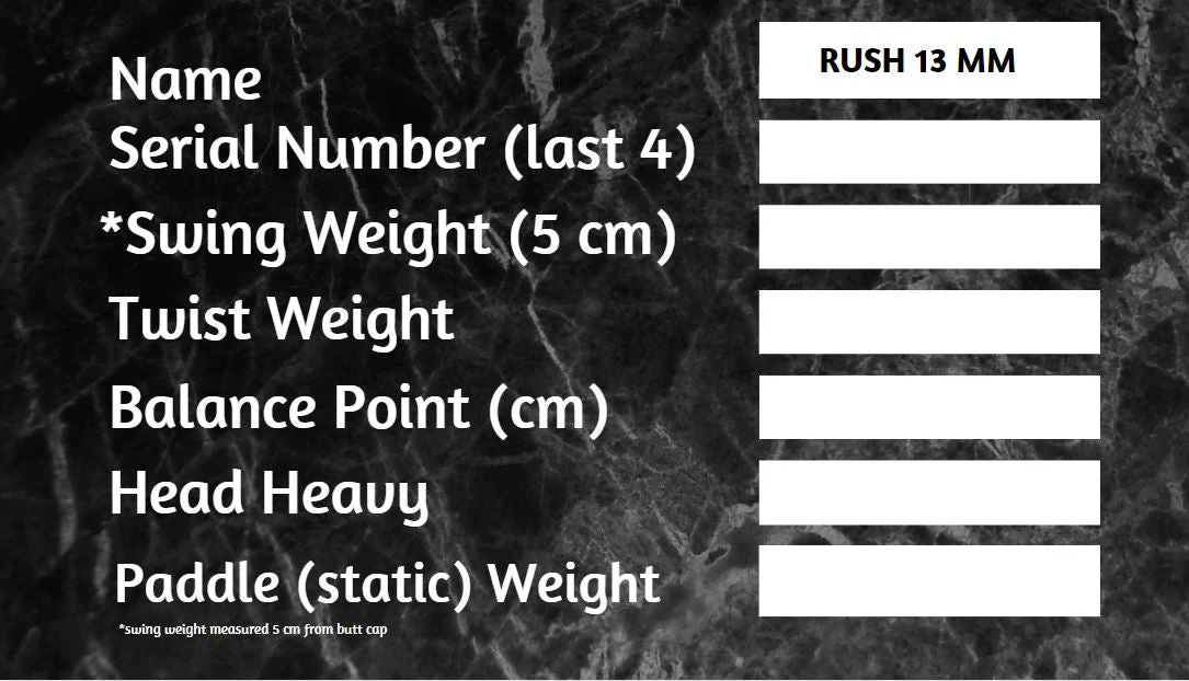 RUSH 13   Includes custom weight card, paddle cover, paddle eraser, and lead weights. - Image 9