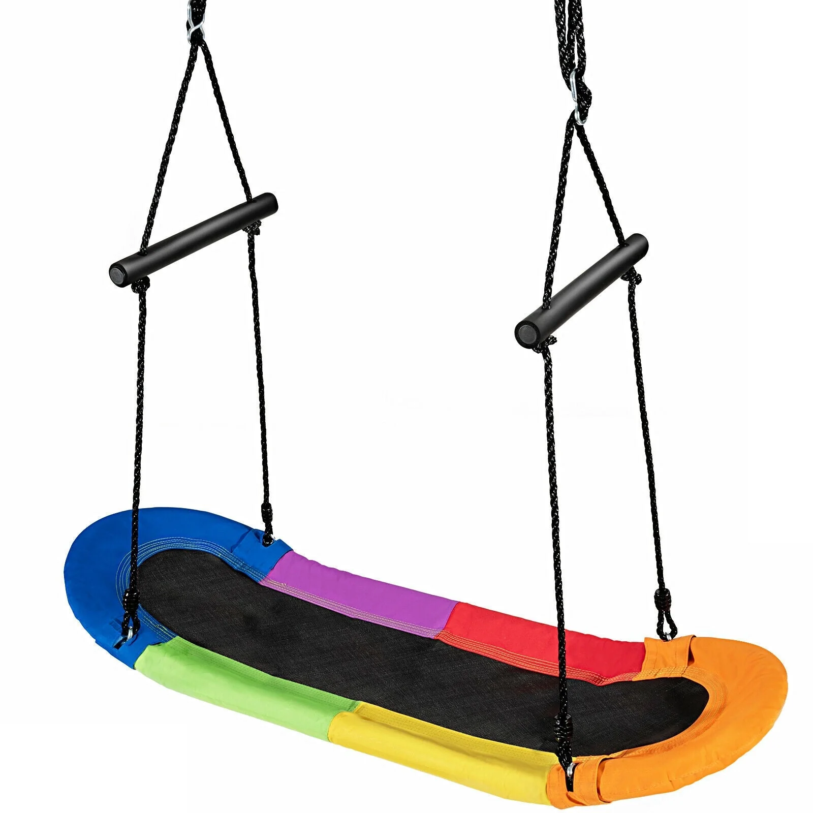 Saucer Tree Swing Surf Kids Outdoor Adjustable Oval Platform Set with Handle-Color - Image 3