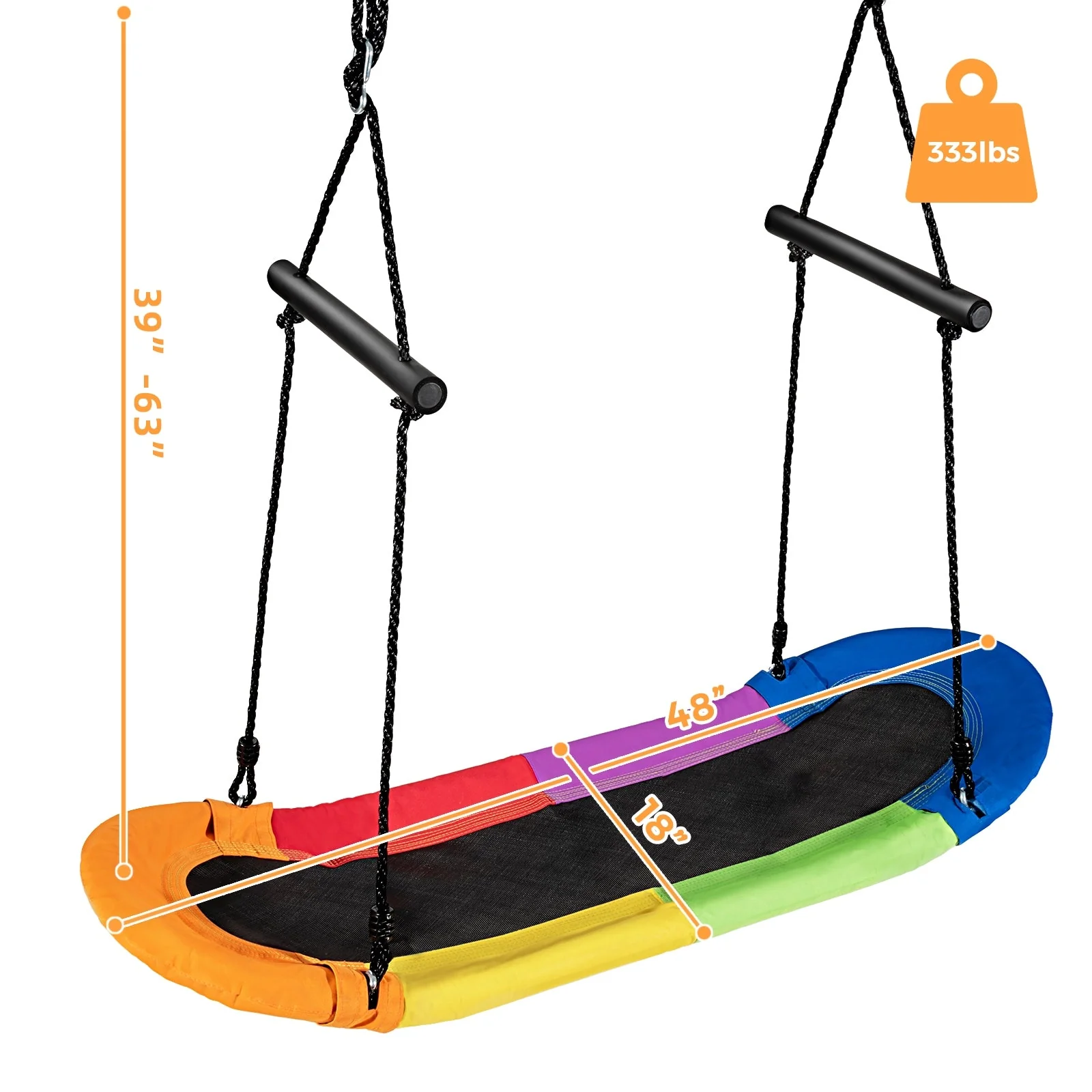 Saucer Tree Swing Surf Kids Outdoor Adjustable Oval Platform Set with Handle-Color - Image 4