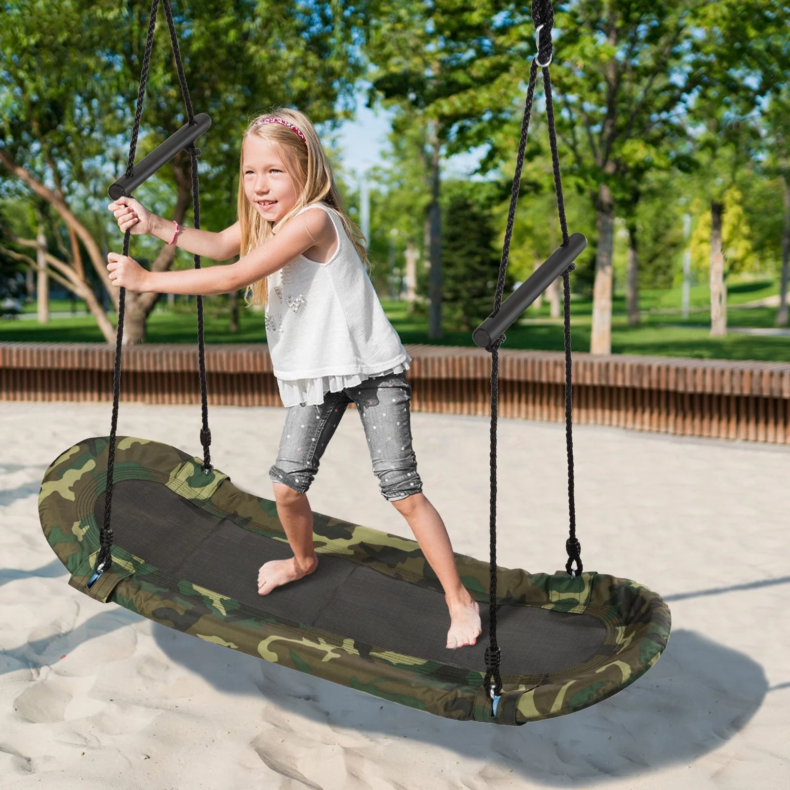 Saucer Tree Swing Surf Kids Outdoor Adjustable Swing Set - Image 8