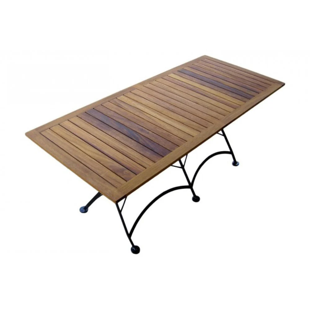 Seven Piece Dining Set with 32 x 72" African Teak Slat Top Table and Four Side Chairs and 2 Armchairs - Image 2