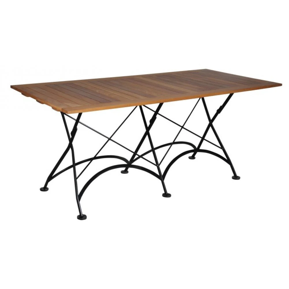 Seven Piece Dining Set with 32 x 72" African Teak Slat Top Table and Four Side Chairs and 2 Armchairs - Image 3