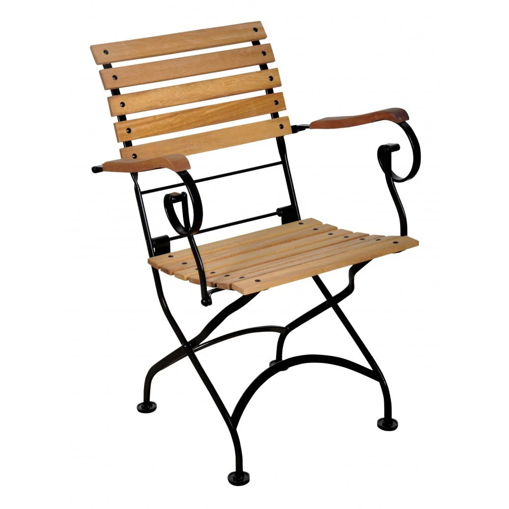Seven Piece Dining Set with 32 x 72" African Teak Slat Top Table and Four Side Chairs and 2 Armchairs - Image 4