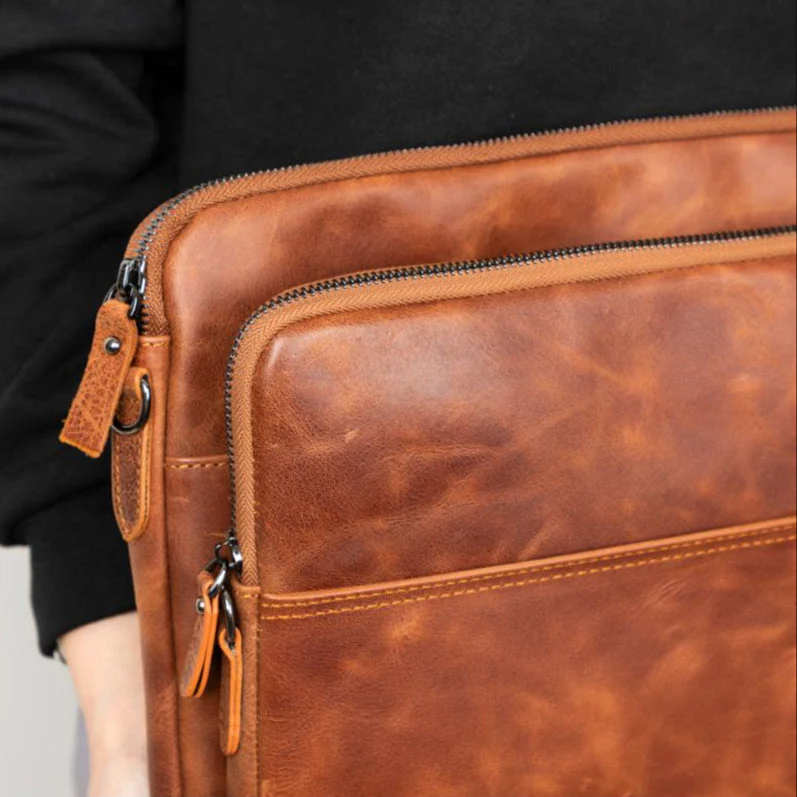 Seward Leather Laptop Bag with Shoulder Strap - MacBook Sleeve 14" & 16" - Image 11