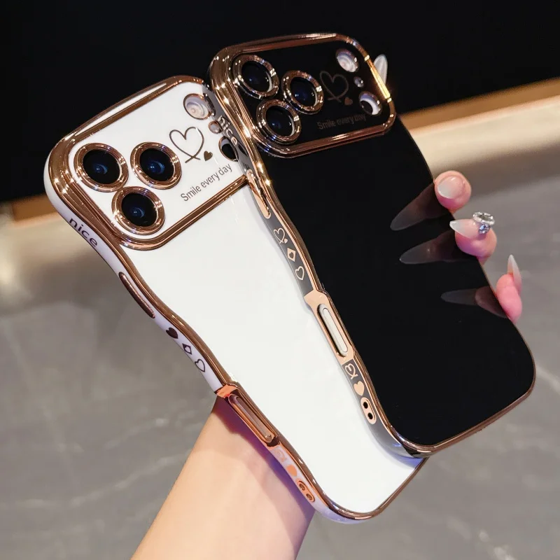 Side Love Electroplating Case For iPhone 17 Pro Max 17 Air 16 15 14 Plus 13 12 11 Pro Max 17Pro Max Cover Lens Shockproof Bumper - Image 3