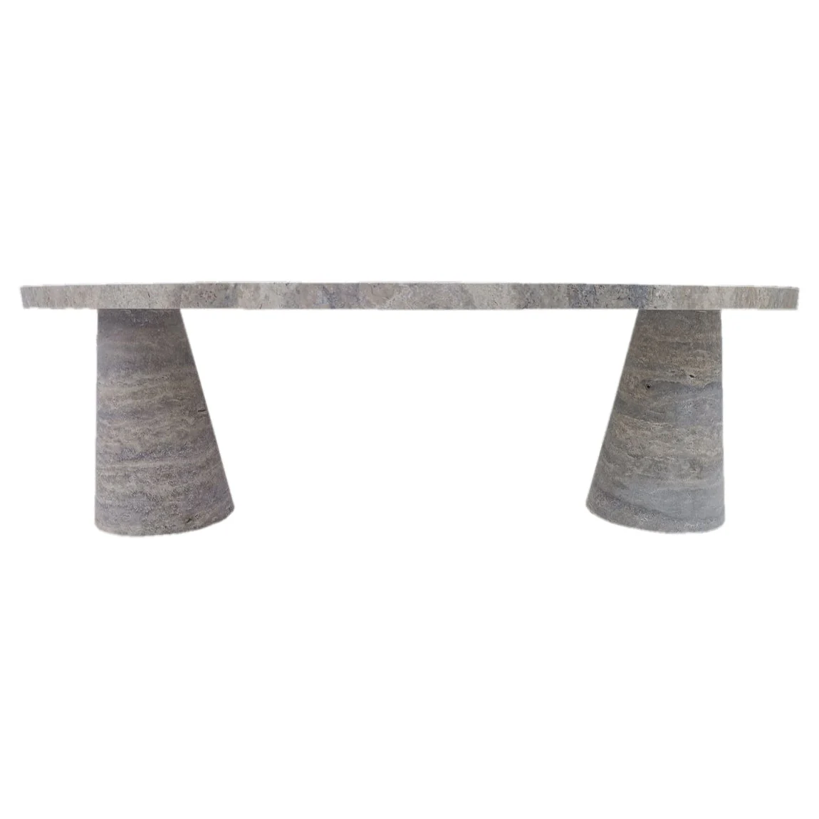 Silver Travertine Vein-cut Coffee Table Conic legs Honed (W)24" (L)48" (H)16" - Image 3