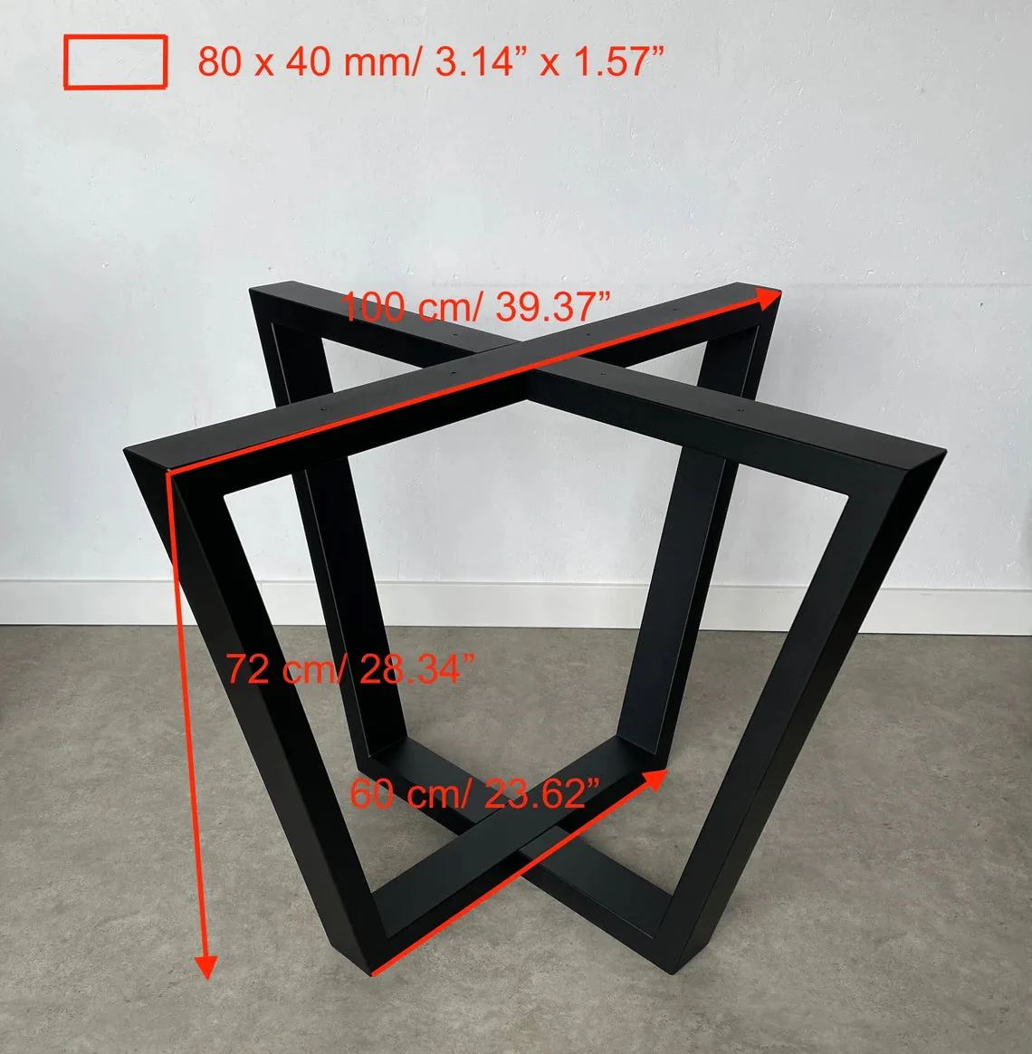 Simple Metal Table Base/Legs Matte Black - Image 4