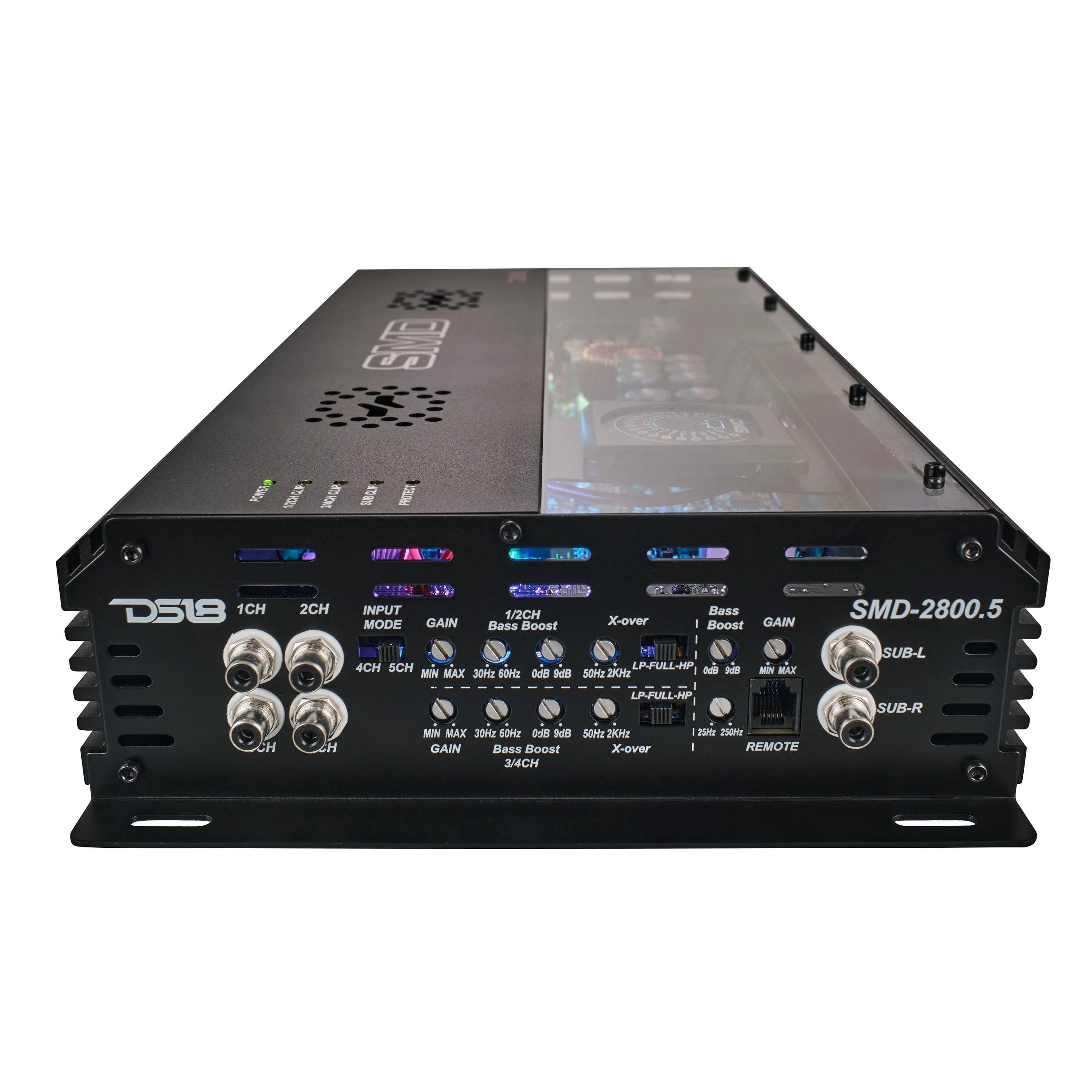 SMD 5-Channel Amplifier with VM-1 Voltmeter and Digital LED Lights 4 x 250W at 2-Ohm Class AB + 1 x 1800W at 1-Ohm Class D - Steve Meade Designs - Image 4