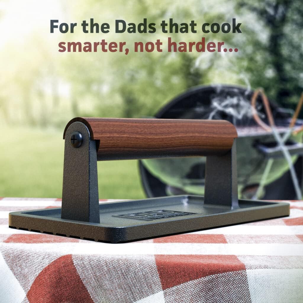 Soho Grilling Gift for Dad, BBQ Cast Iron Grill Press for Smash Burger, Hamburger, Meat, Bacon (2.6 lbs) Cooking Weight for Fathers Day/Christmas/Birthday “Dad The Grill King” (Gift Boxed) - Image 6