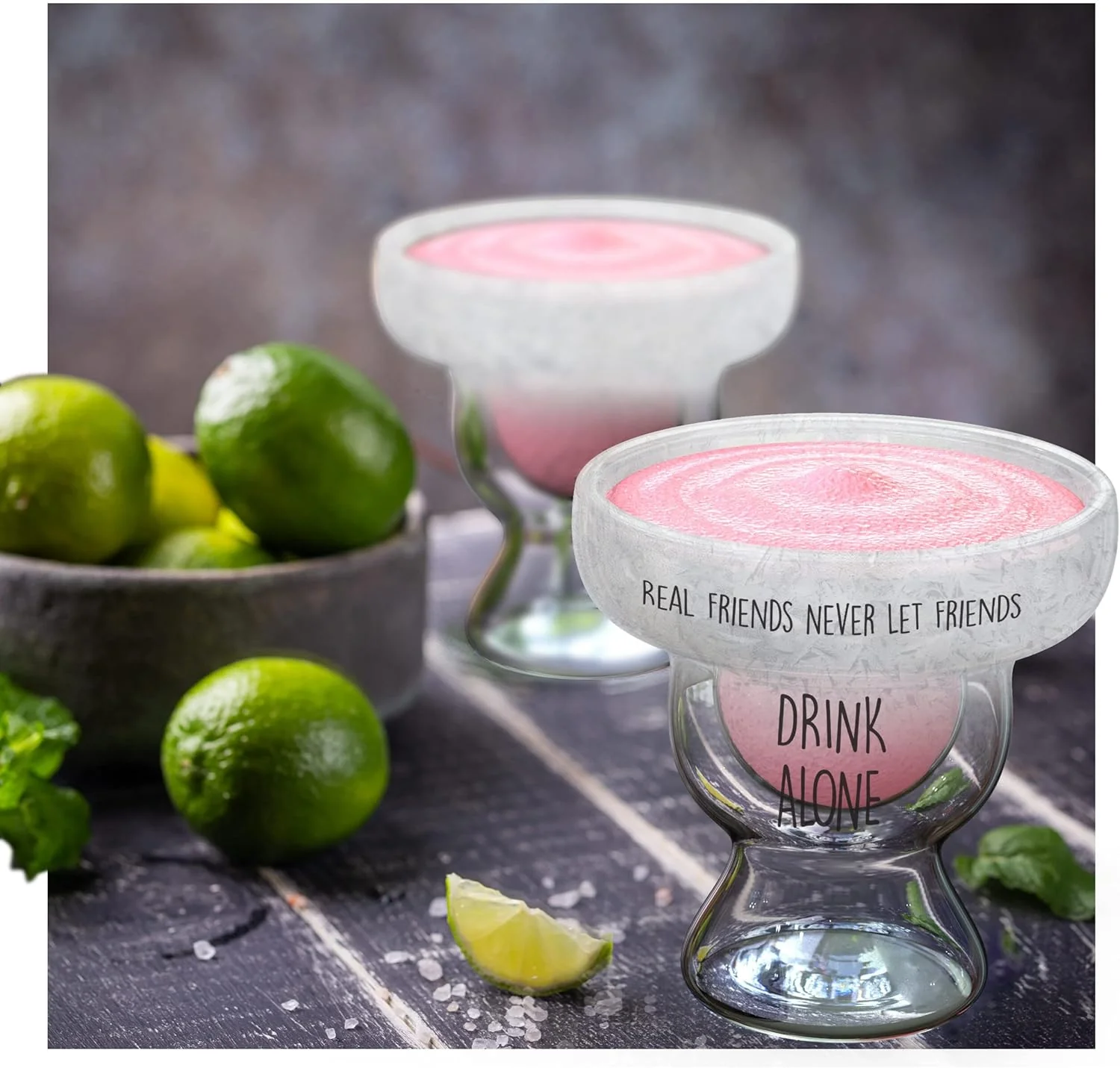 SoHo Margarita Glass Best Friend Gift for Women, 12oz Insulated Double Walled Frozen Drinking Stemless Cup (Keeps Drink Iced Cold) (Gift Boxed) - Image 2