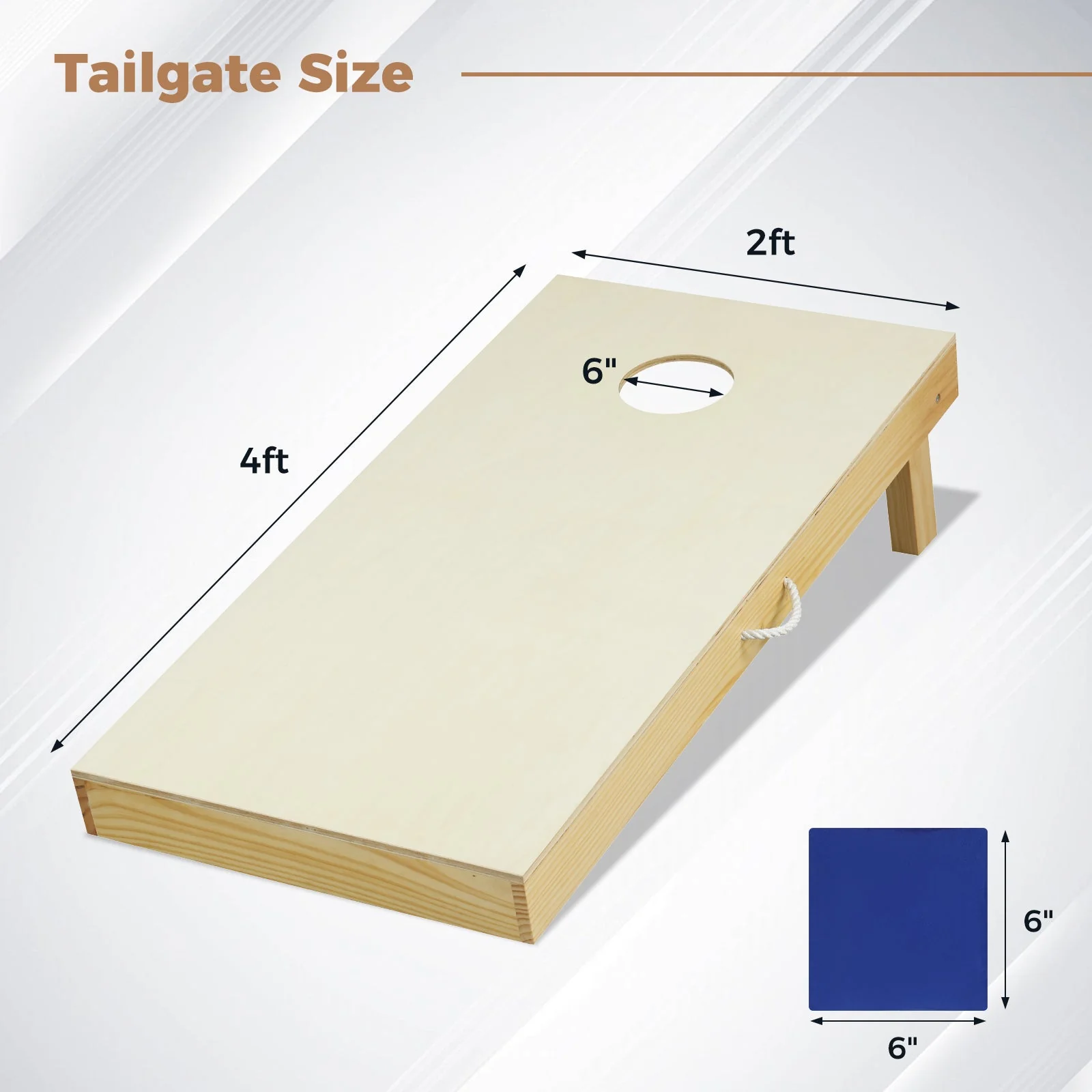 Solid Wood Cornhole Board Set Portable Corn Hole Game Board Includes 8 Bean Bags-M - Image 4