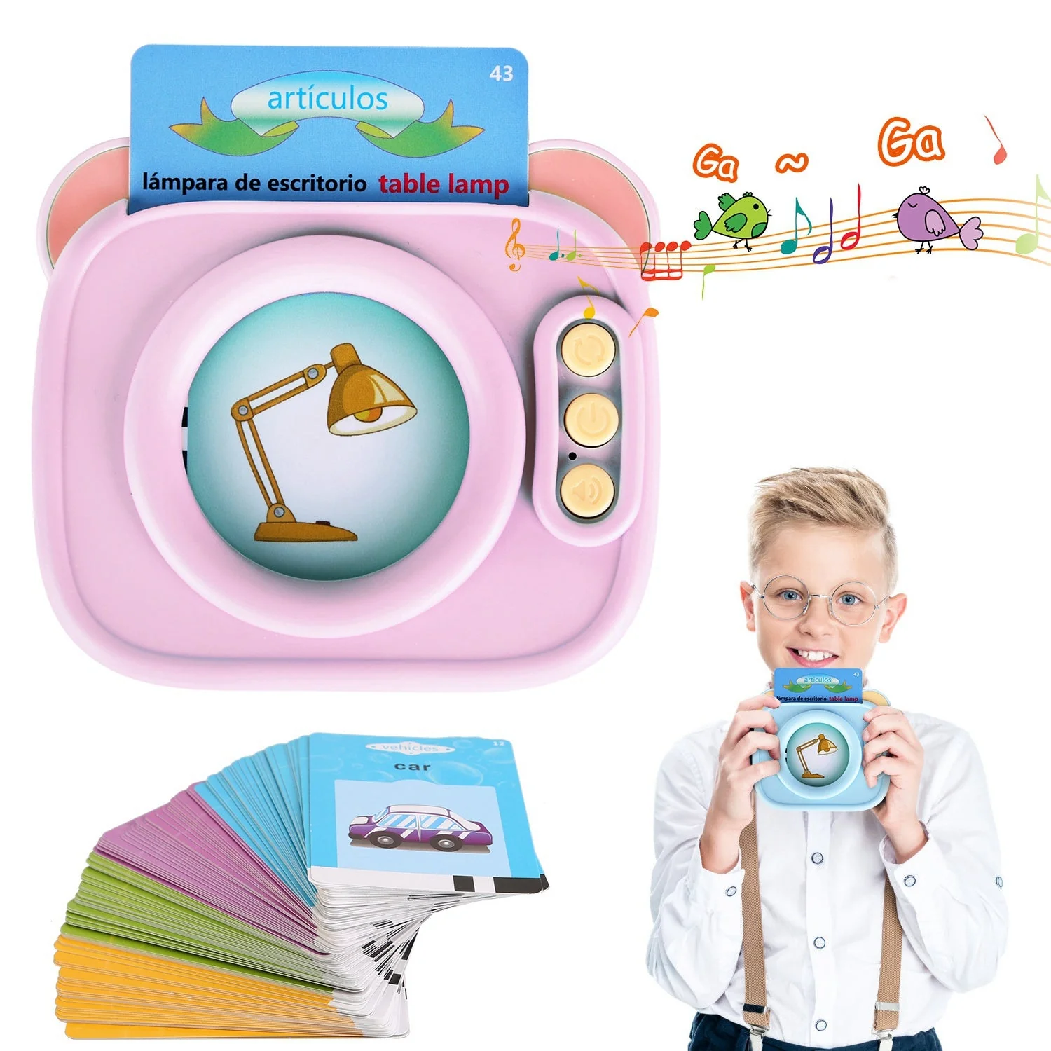 Spanish & English Talking Flash Cards 224 Sight Words Bilingual Flash Cards Rechargeable Card Early Education Device Educational Toy for Boys Girls Ag - Image 5