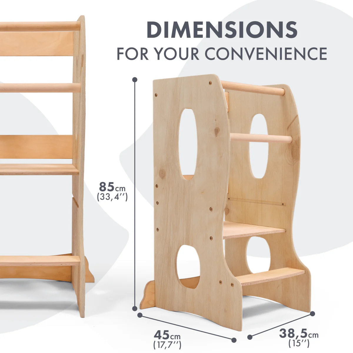 Stable Montessori Tower: Wooden Growing Chair - Beige - Image 2