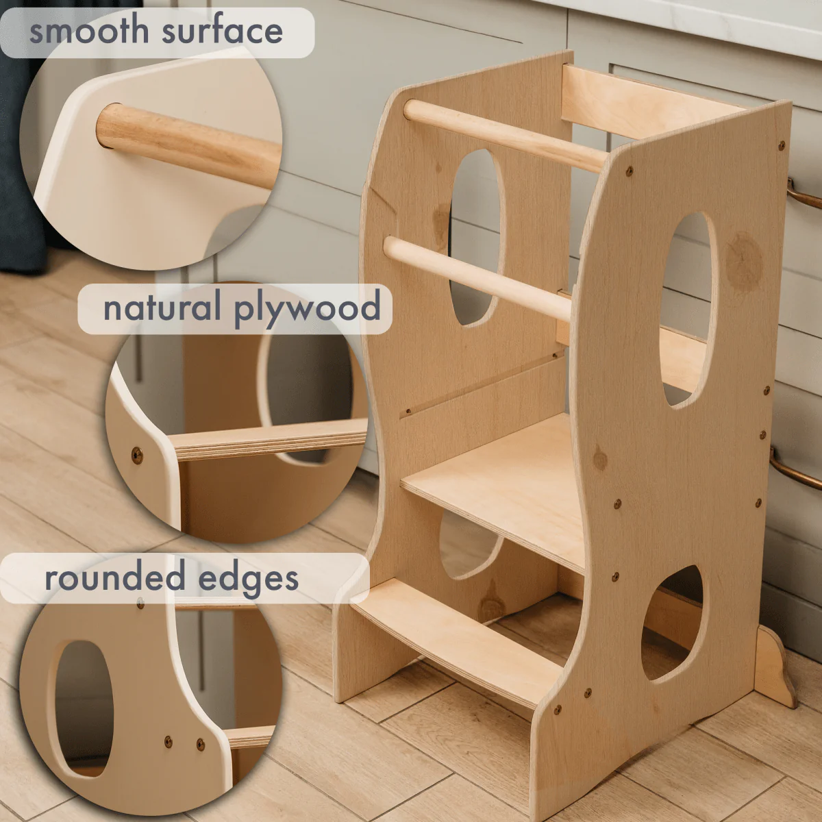 Stable Montessori Tower: Wooden Growing Chair - Beige - Image 4