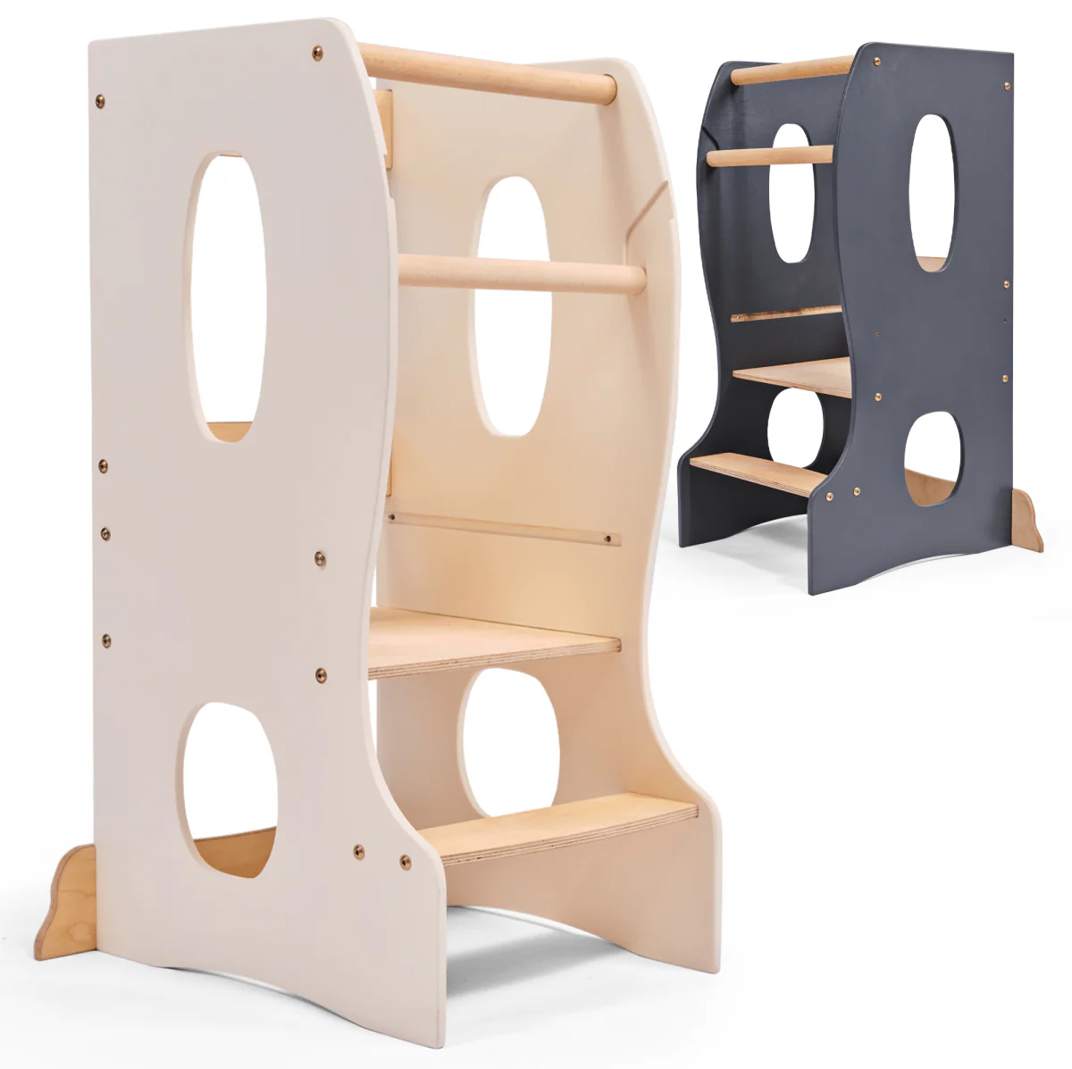 Stable Montessori Tower: Wooden Growing Chair - Ivory - Image 11
