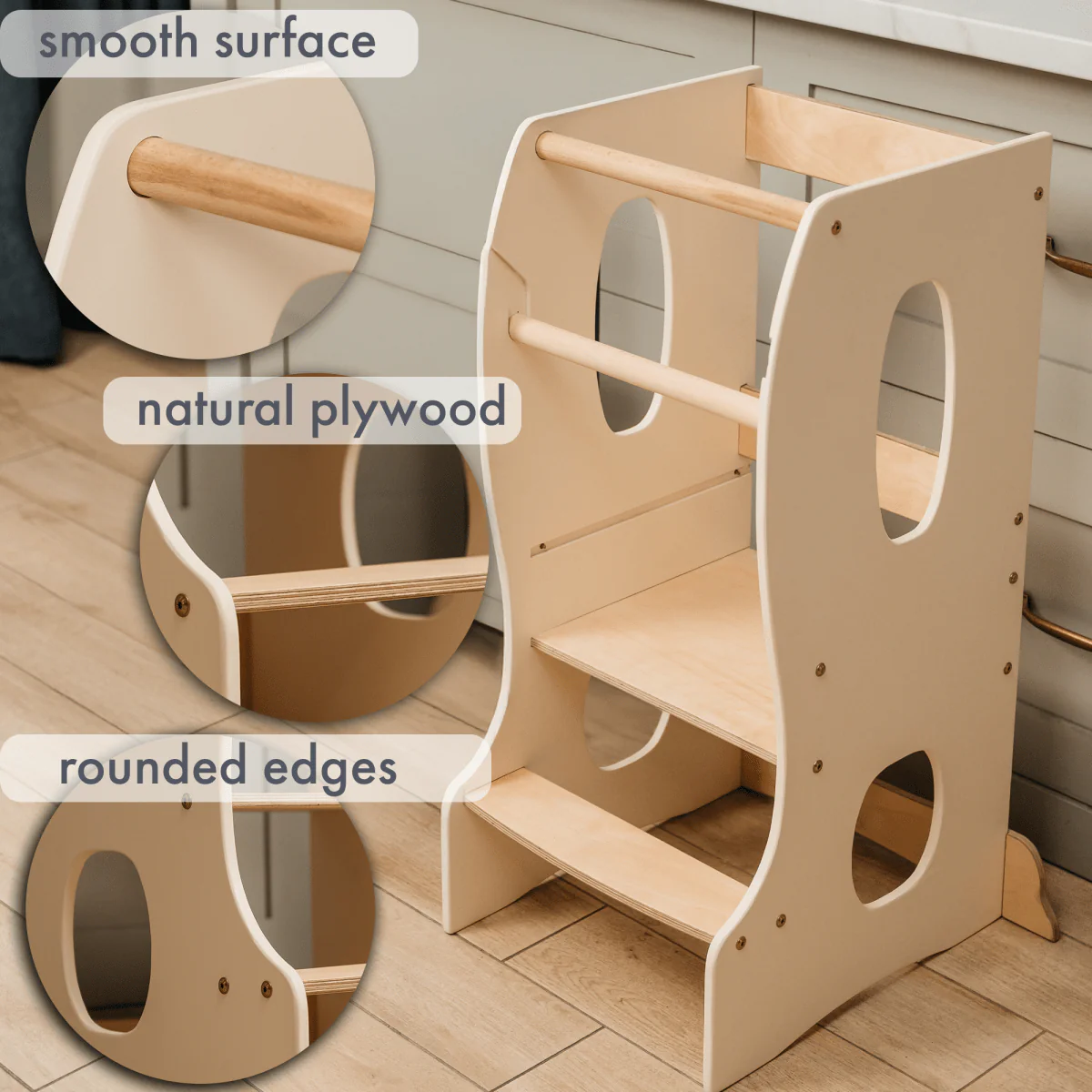 Stable Montessori Tower: Wooden Growing Chair - Ivory - Image 3