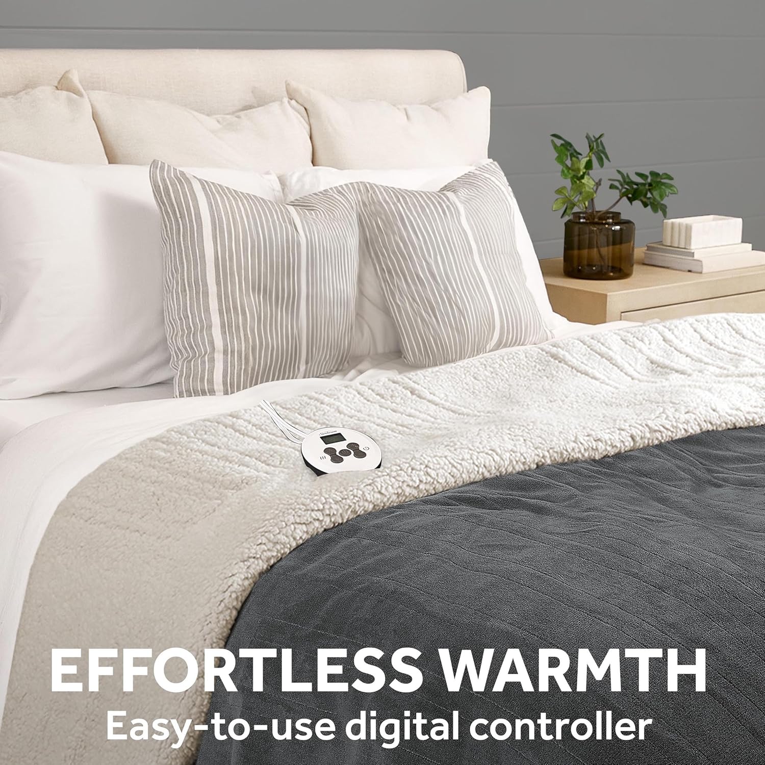 Sunbeam Royal Luxe Sherpa Night Fog Heated Blanket - Twin - Image 9