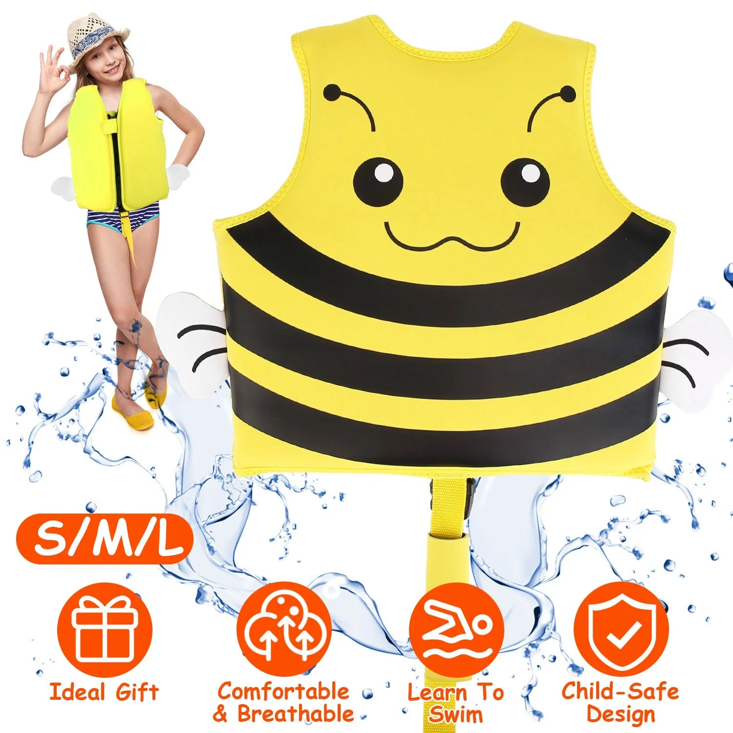 Swim Vest For Kids Float Jacket Learn To Swim Vest with Adjustable Crotch Strap for Boys Girls Toddlers Aged 1-8 Years Old 24-88LBS - Image 4
