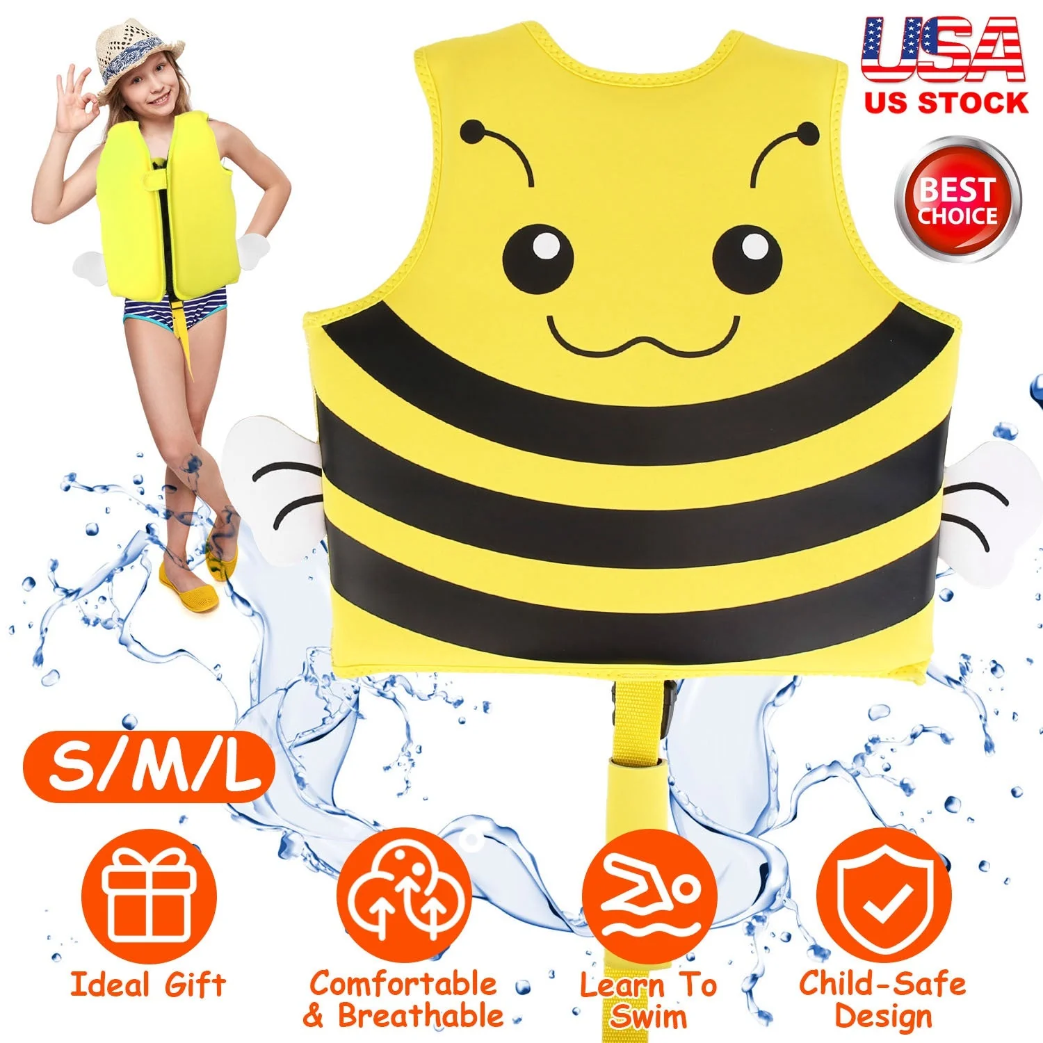 Swim Vest For Kids Float Jacket Learn To Swim Vest with Adjustable Crotch Strap for Boys Girls Toddlers Aged 1-8 Years Old 24-88LBS - Image 5
