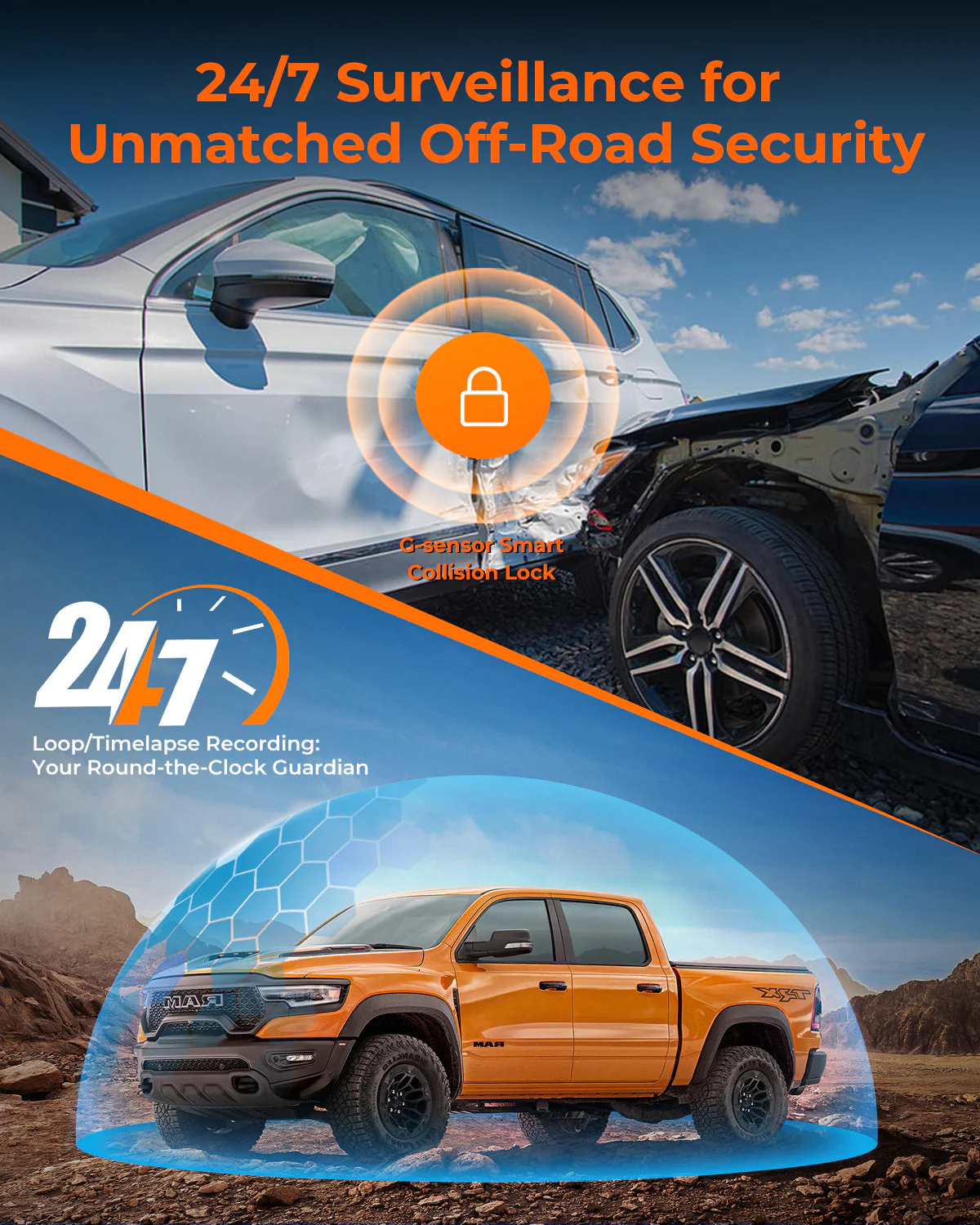 The Legend 4ch Waterproof Rear View Mirror Dash Cam with 1080P Front+ Rear+ Left/Right Side Cameras - Image 7