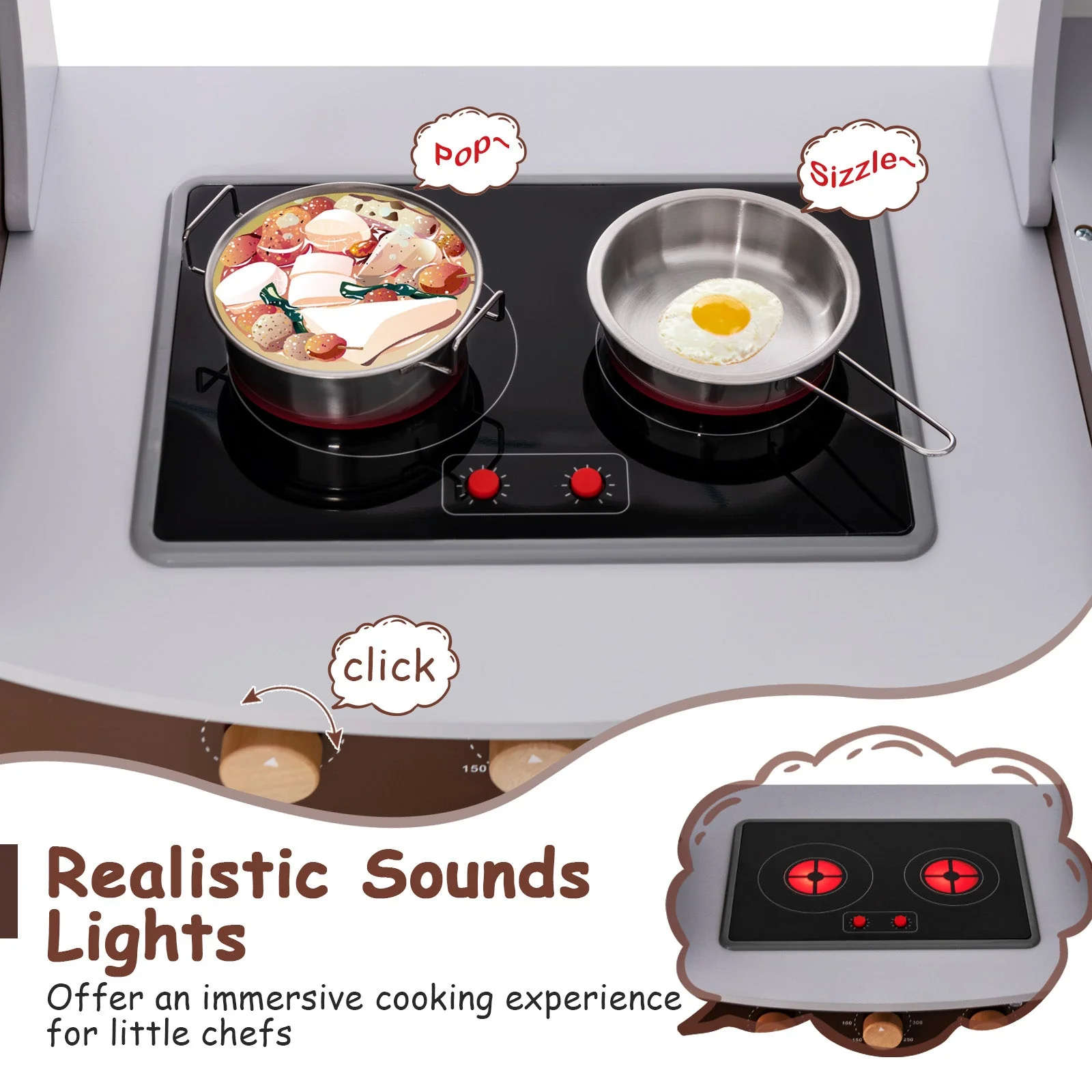 Toddler Kitchen Playset with Ice Maker Microwave Oven Sink and Washing Machine for Kids 3+ Years Old - Image 5