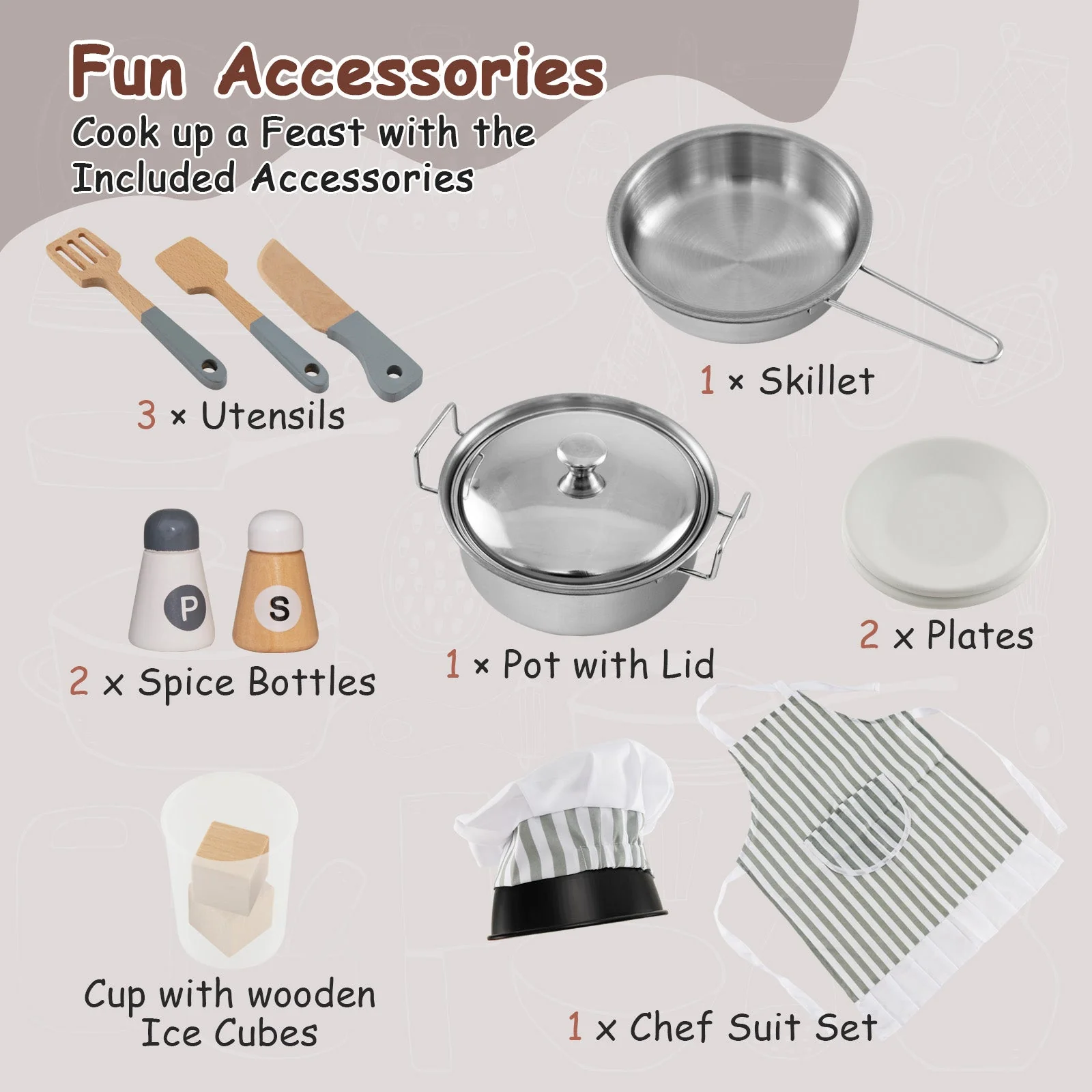 Toddler Kitchen Playset with Ice Maker Microwave Oven Sink and Washing Machine for Kids 3+ Years Old - Image 8