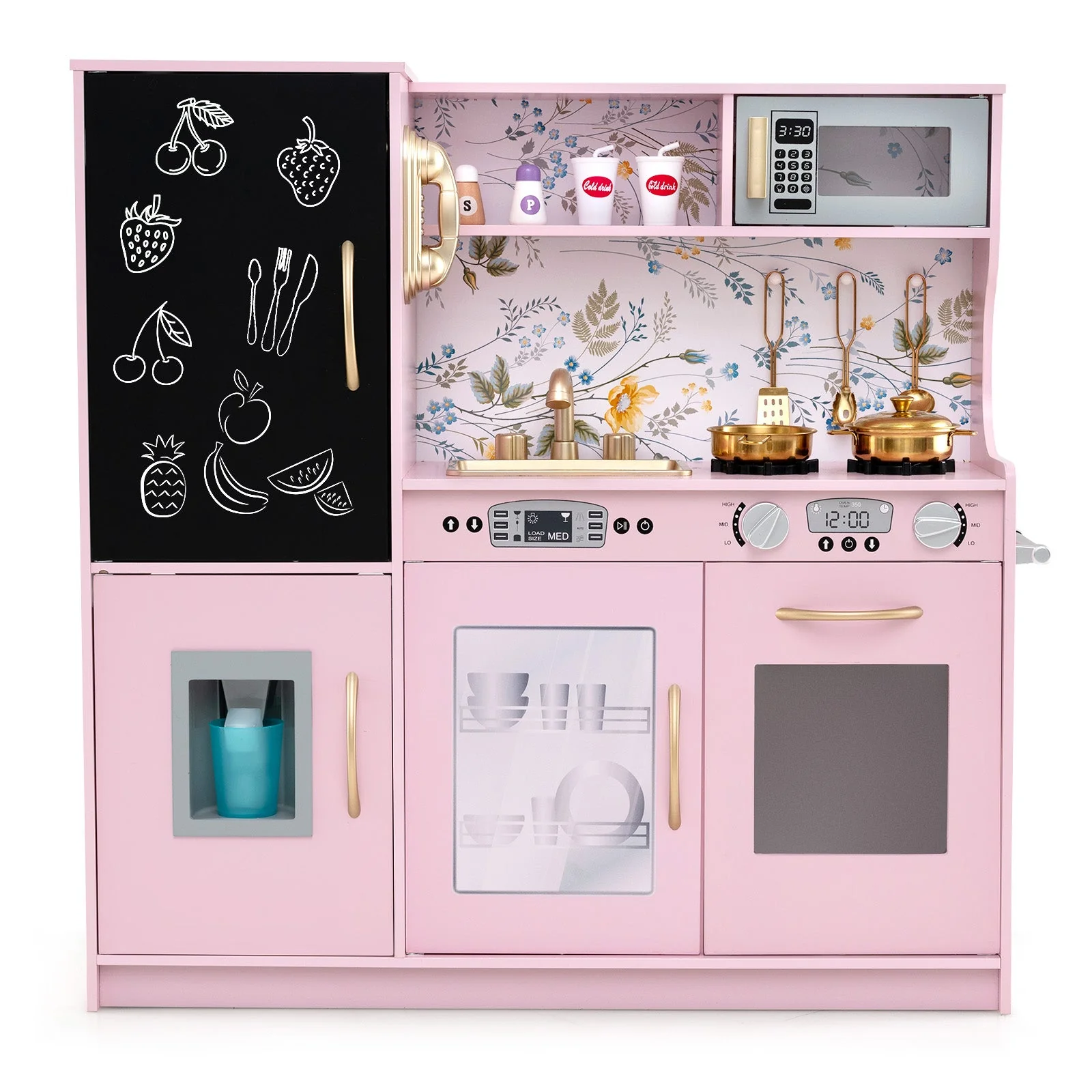 Toddler Pretend Play Kitchen for Boys and Girls 3-6 Years Old-Light Pink - Image 2
