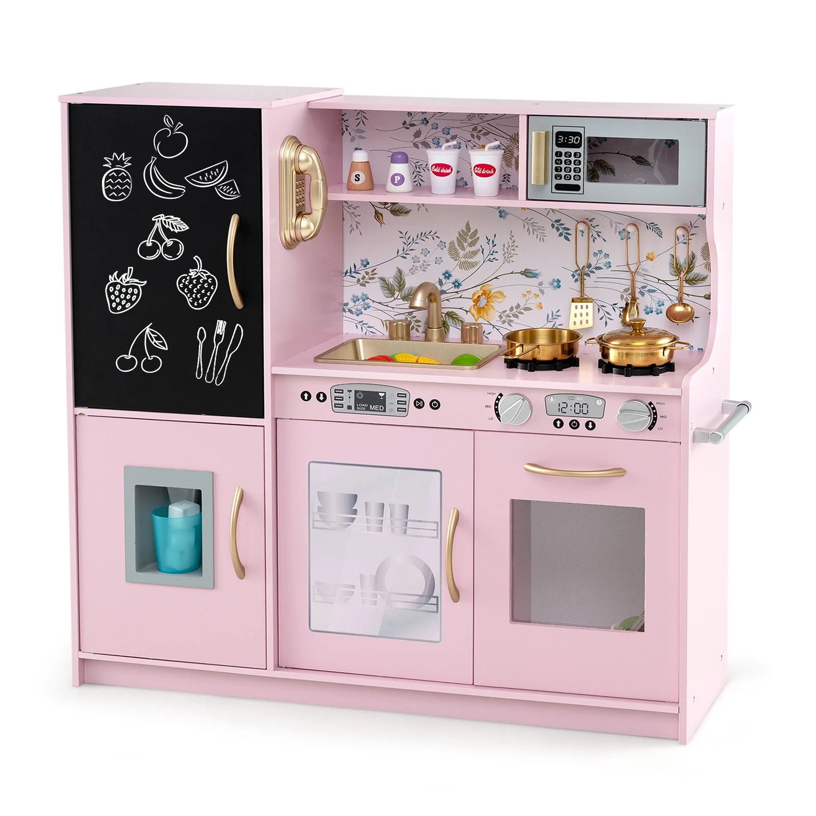 Toddler Pretend Play Kitchen for Boys and Girls 3-6 Years Old-Light Pink - Image 3