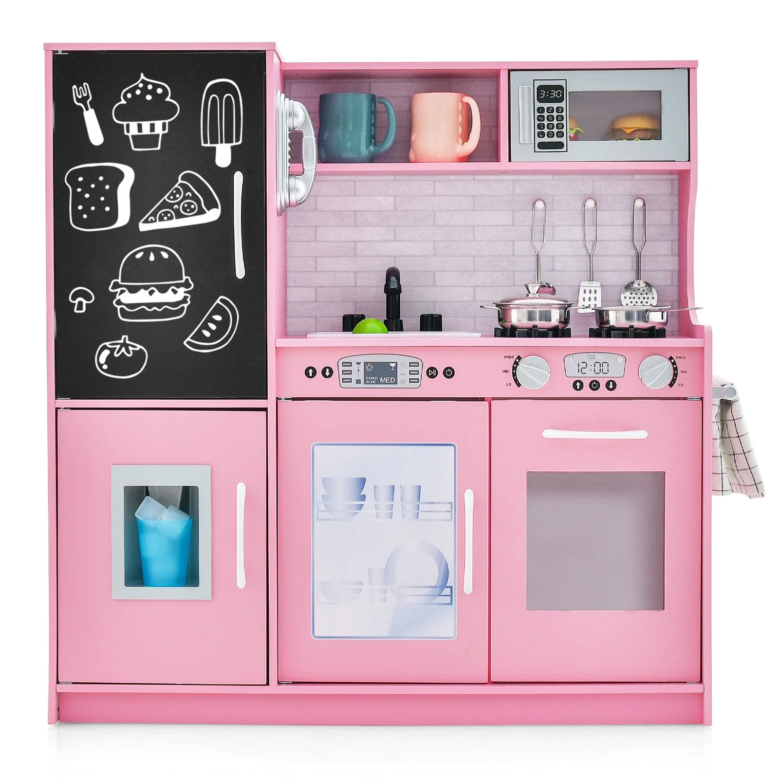Toddler Pretend Play Kitchen for Boys and Girls 3-6 Years Old-Pink - Image 3