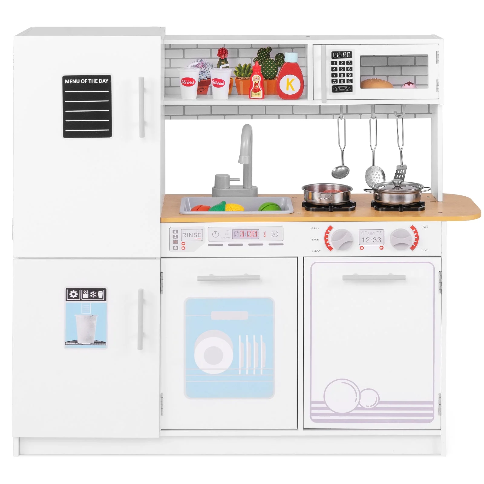 Toddler Pretend Play Kitchen Toy with Stove for 3+ Boys and Girls-White - Image 4