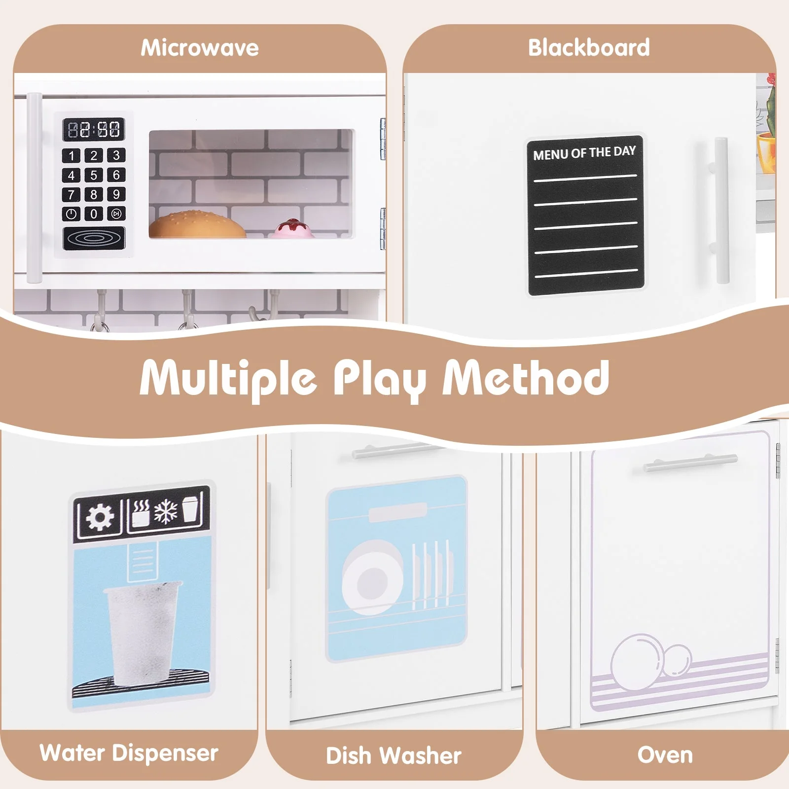 Toddler Pretend Play Kitchen Toy with Stove for 3+ Boys and Girls-White - Image 8