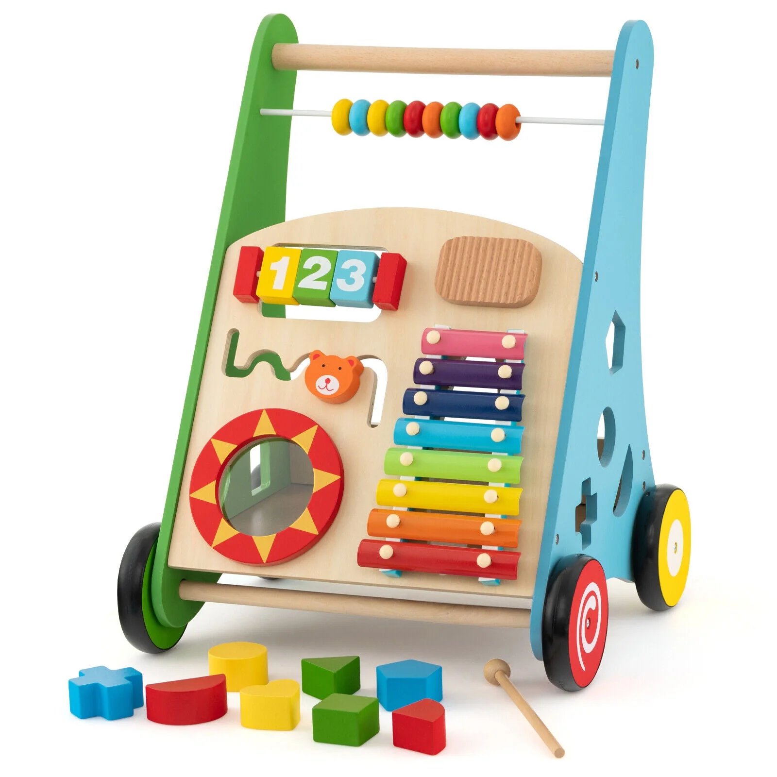 Toddler Push Walker Activity Center Toy with Burr-free Handle - Image 3