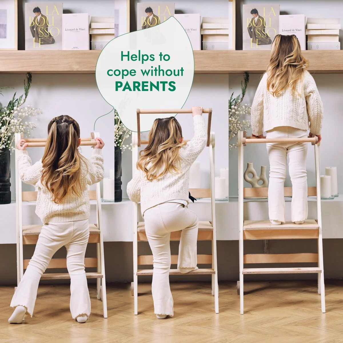 Toddler Tower: Foldable Step Stool for Toddlers - Gray - Image 3