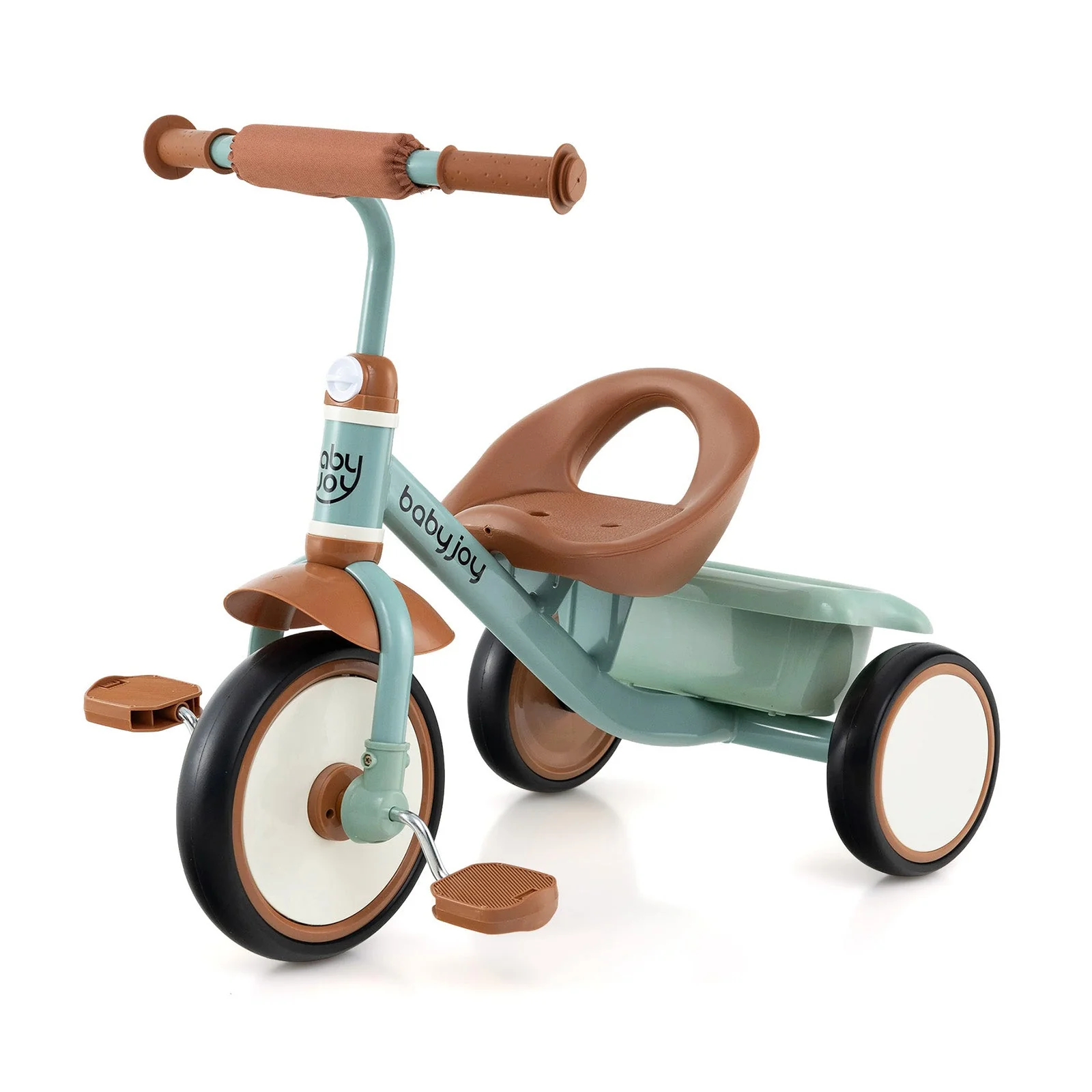 Toddler Tricycle Kids Trike with Adjustable Seat and Basket Aged 3-5 Years Old-Green - Image 3