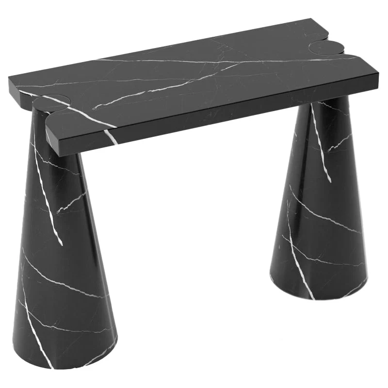 Toros Black Marble Designer Cone Shape Legs Console Polished - Image 2